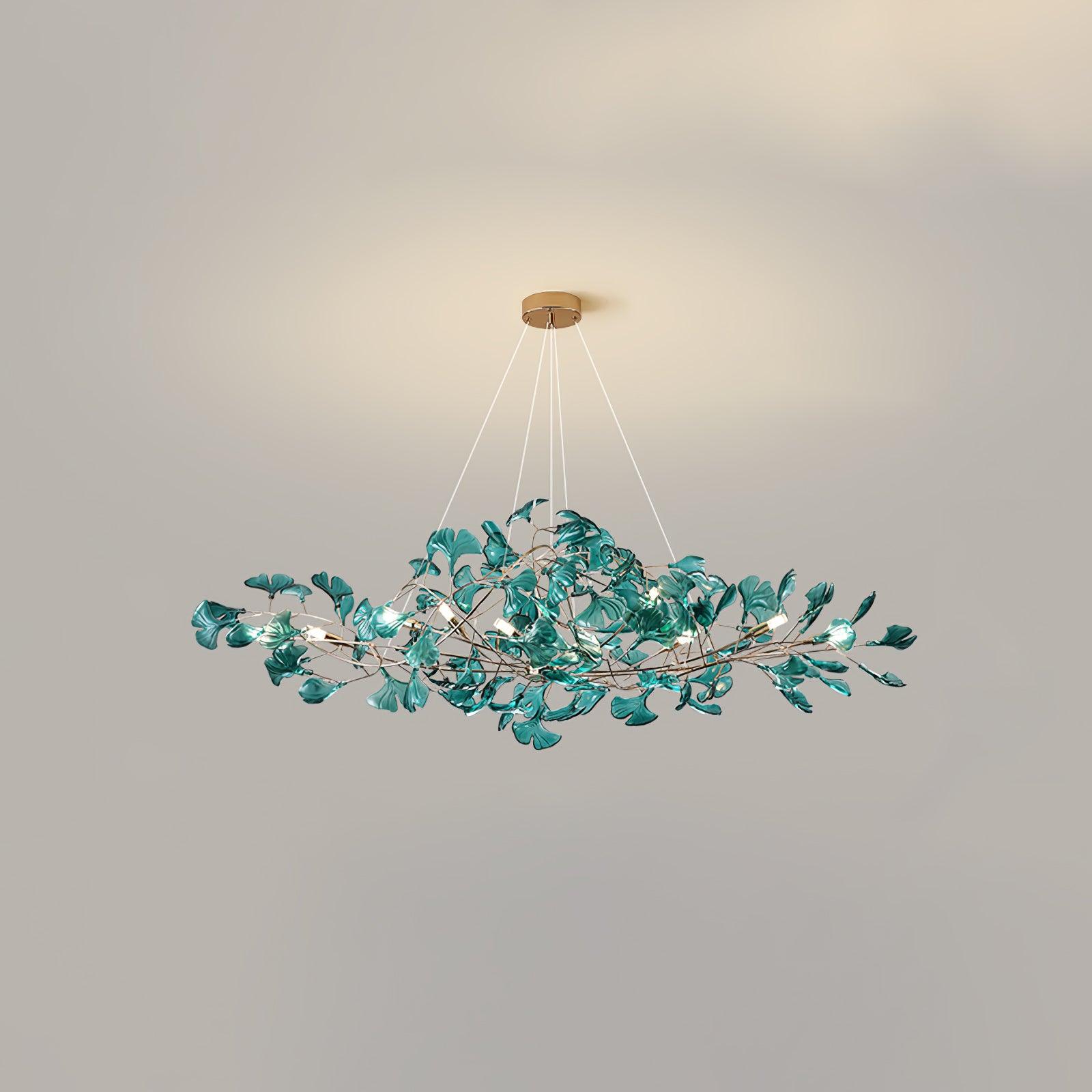 Elegant Acrylic Ginkgo Leaf Chandelier - Modern Gold Leaf Ceiling Light Fixture for Dining Room, Bedroom & Living Room Decor