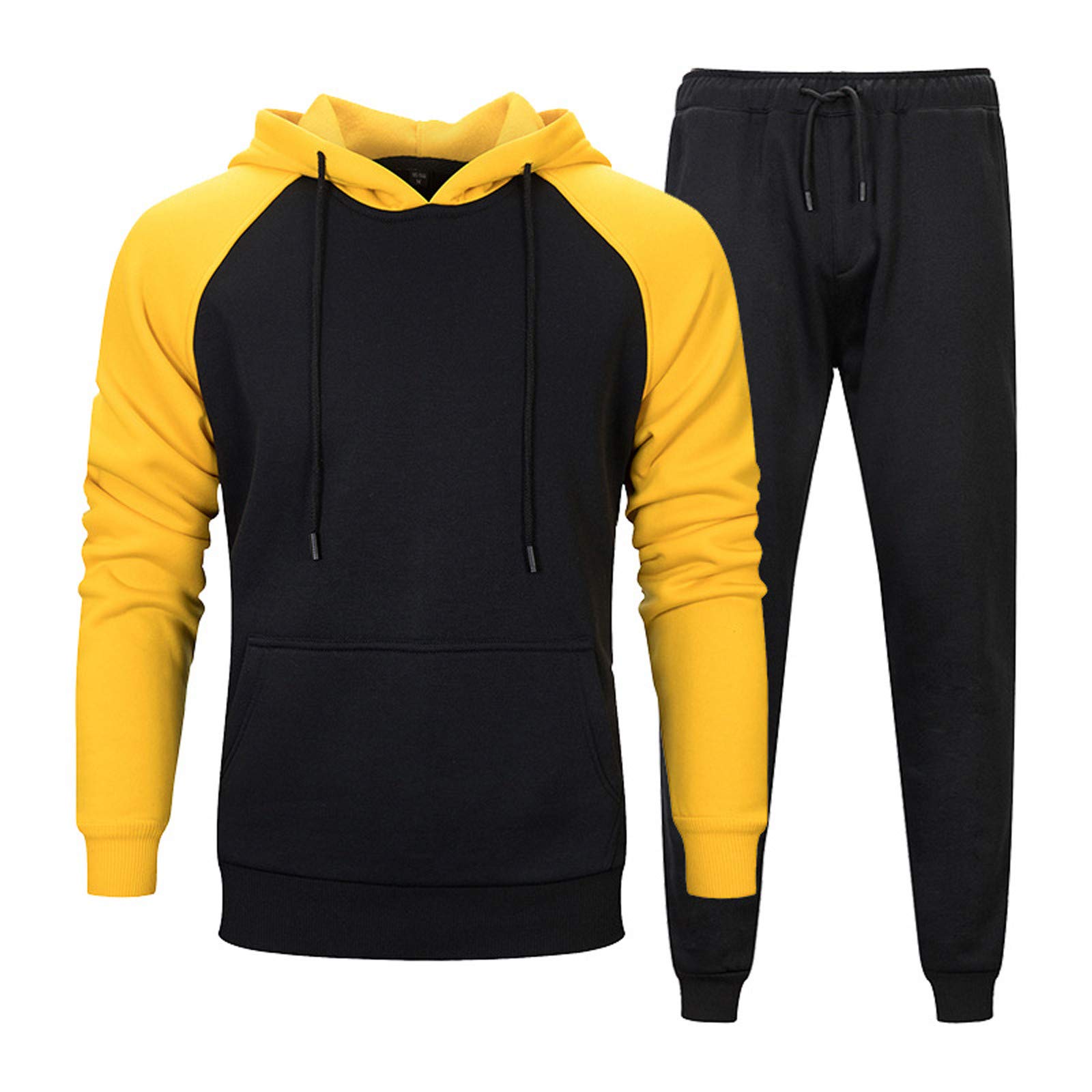 PHPD Men's Two-Piece Jumper Set with Lace-Up Pockets & Hooded Sweatshirt - Casual Streetwear Outfit for Winter | Gym, Running, Outdoor Activities