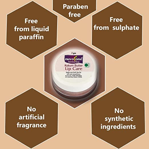 Nuvotone Kokum Butter Lip Balm - Best Natural Treatment for Dry & Chapped Lips (7g, Pack of 2) | Hydrating Lip Care for Winter, Travel & Daily Moisturizing