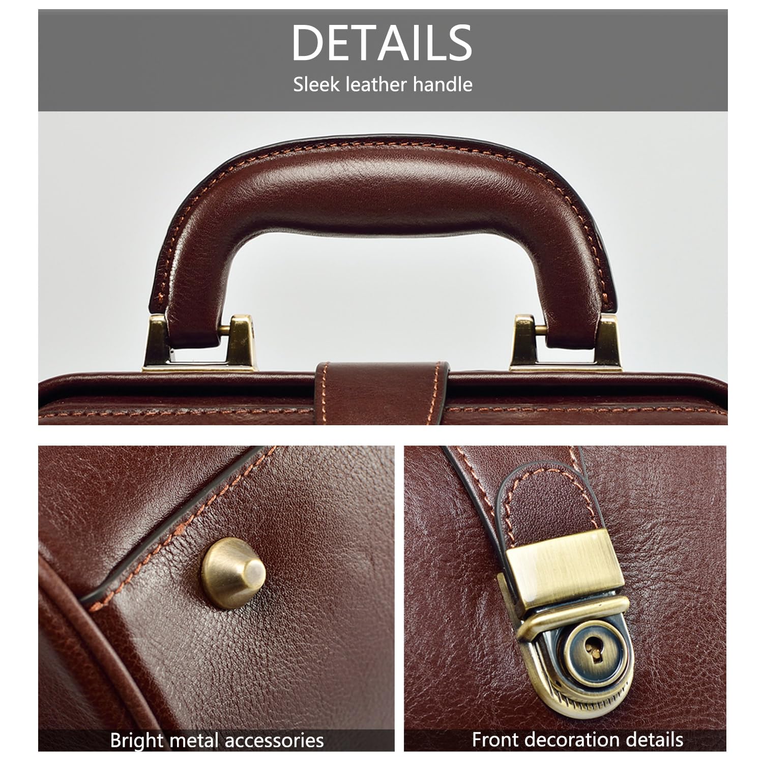 Genuine Leather Women's Shoulder Bag - Retro Doctor Style Handmade Cowhide Buckle Purse for Work, Travel & Everyday Use