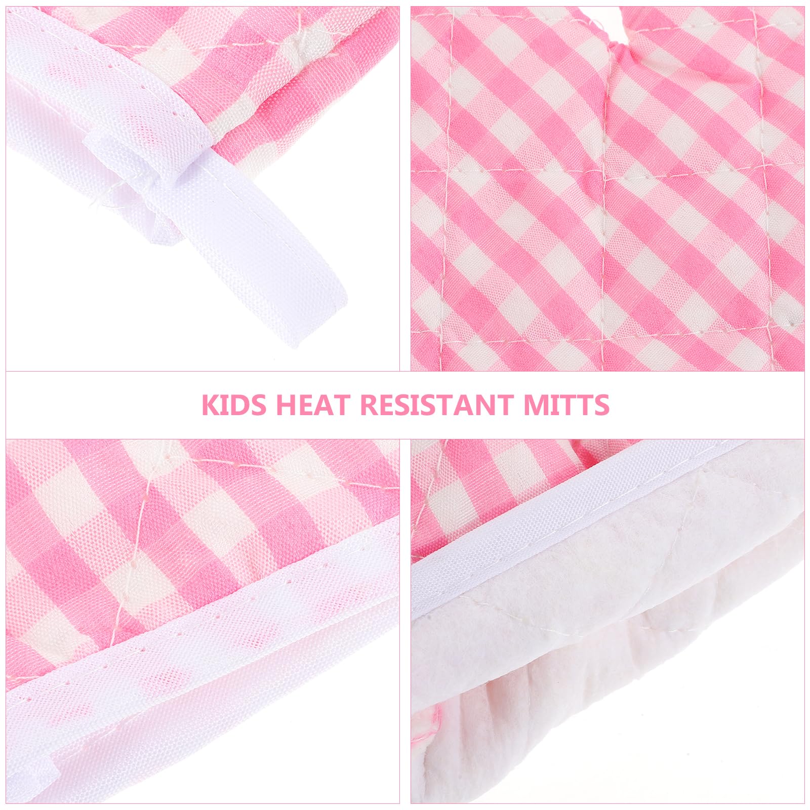 DOITOOL Heat Resistant Kids Oven Mitts - Pink Baking Gloves for Children, Microwave Safe Kitchen Mittens for Cooking, Baking & BBQ - Perfect for Little Chefs & Family Kitchen Activities