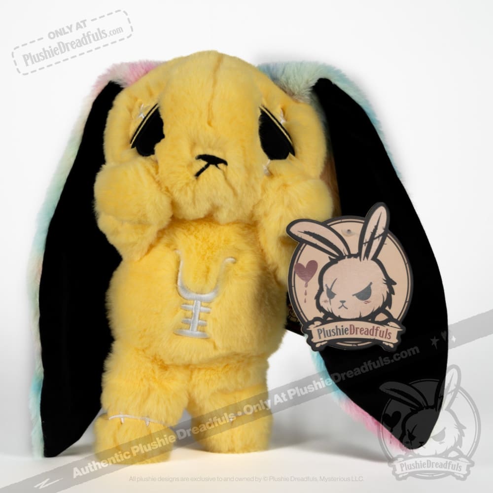 Plushie Dreadfuls Anxiety Rabbit Stuffed Animal - Yellow Limited Edition Soft Plush Toy for Stress Relief & Comfort | Perfect for Anxiety Support, Therapy, and Cuddling