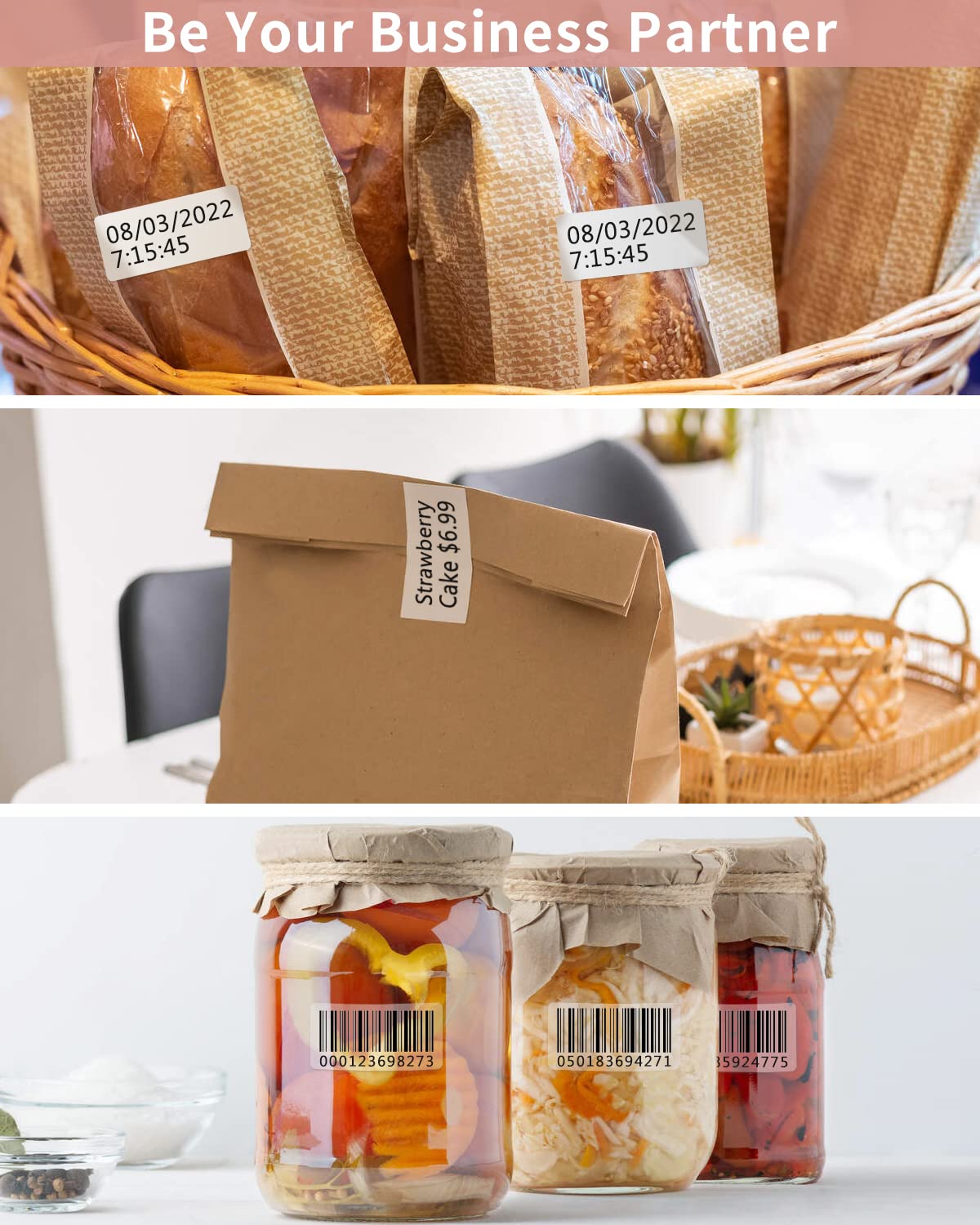 JADENS Bluetooth Label Maker with Tape - Portable Inkless Label Printer for Home & Office Organization | Smartphone App Compatible | Perfect for Storage, Pantry, and Craft Room Labeling