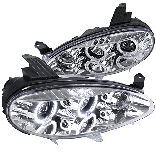 SPEC-D TUNING LHP-MX501-TM LED Halo Projector Headlights - Compatible with Mazda Miata MX5 (1990-2005) - Chrome Clear Housing - Upgrade Your Night Driving & Car Styling