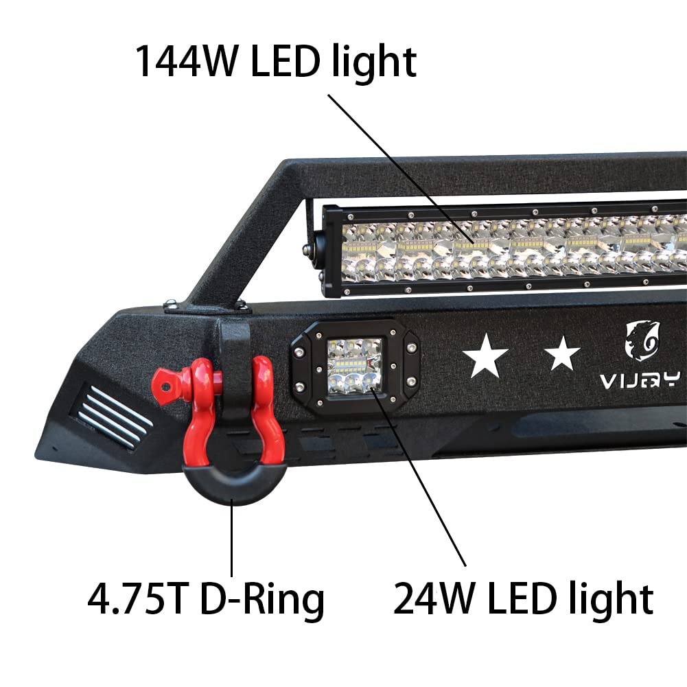 Heavy Duty Steel Front & Rear Off-Road Bumper for 2016-2023 Toyota Tacoma 3rd Gen - Winch Ready with LED Light Bar, Mud Guards & 4.75T D-Rings | Perfect for Rock Crawling, Overlanding & Extreme Off-Road Adventures