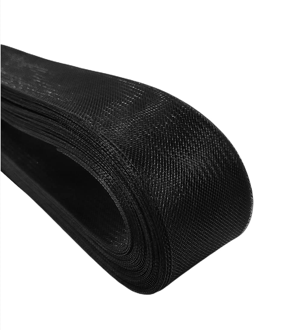 50 Yards Soft Horsehair Braid 4 Inch for Sewing Wedding Dresses & Dance Gowns - Polyester Boning Dress Accessories - Black | Perfect for Bridal Gowns, Costumes & Formal Attire