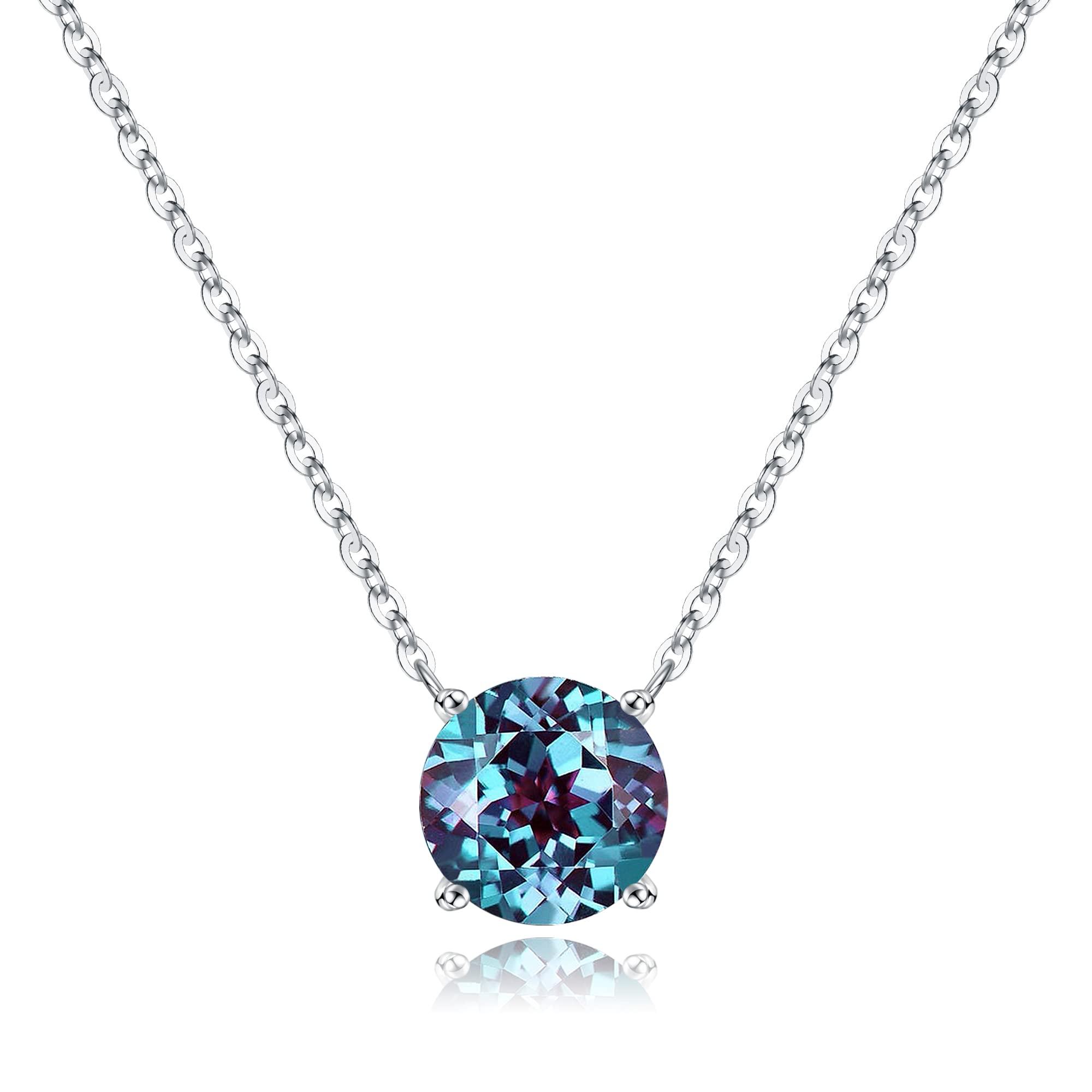 Ursilver Sterling Silver Birthstone Necklace for Women - 12 Months Round S925 Jewelry, Valentine's Day & Birthday Gift for Her | Perfect for Anniversaries, Mother's Day & Special Occasions