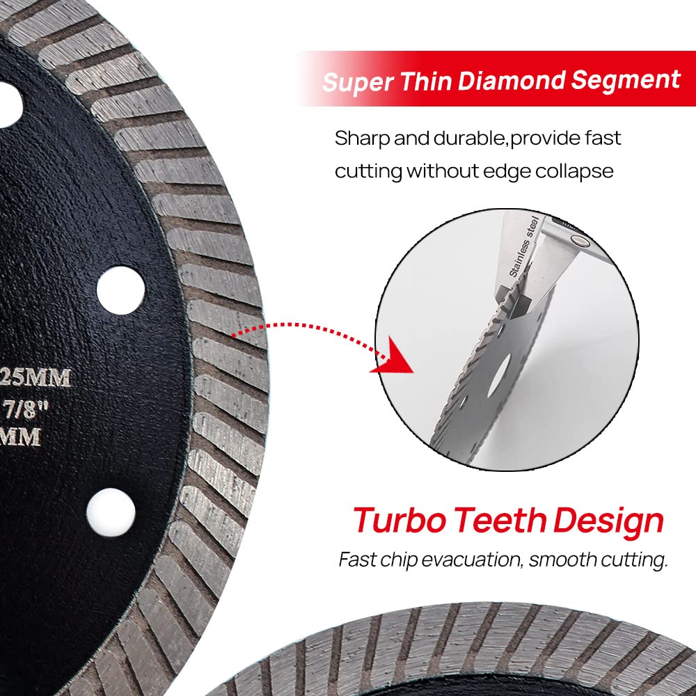 4 Inch Diamond Tile Saw Blade for Angle Grinder - Cuts Porcelain, Ceramic, Granite, Marble & Artificial Stone (7/8