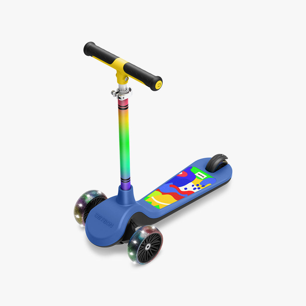 Crayola Customizable Kick Scooter for Kids - Adjustable Height 3 Wheel Scooter with LED Lights - Perfect for Outdoor Play, Commuting & Neighborhood Rides