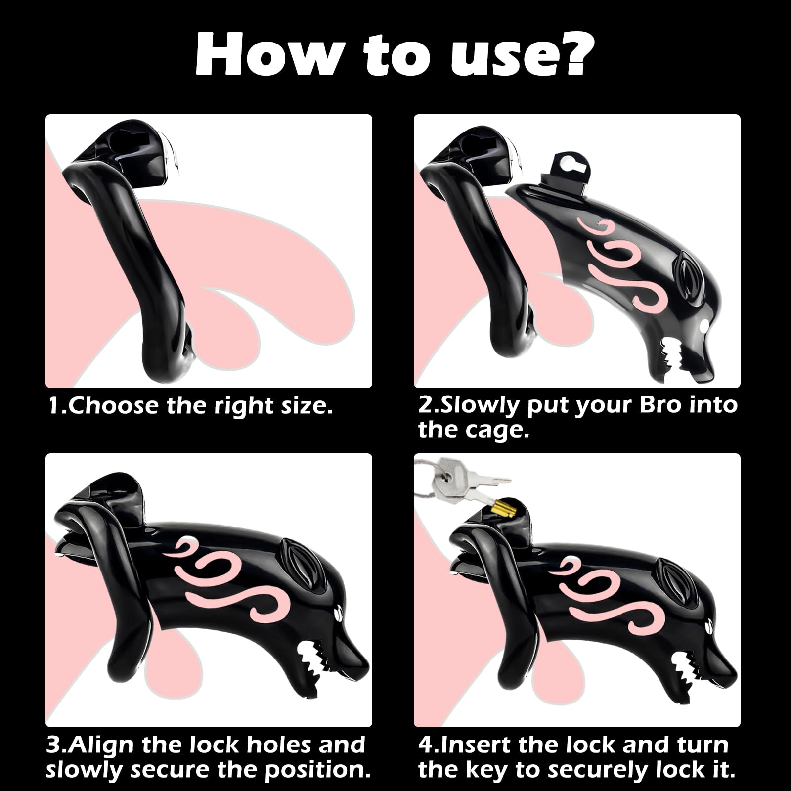 Premium Male Chastity Device - Adjustable Cock Cage with 4 Ring Sizes & Invisible Lock - Comfortable Penis Training for Beginners - Perfect for BDSM, Tease Play & Male Orgasm Control