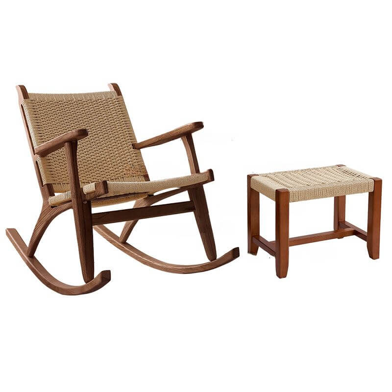 Comfortable Wooden Front Porch Rocking Chair with High Back Support - Perfect for Relaxing on Your Patio, Deck, or Garden