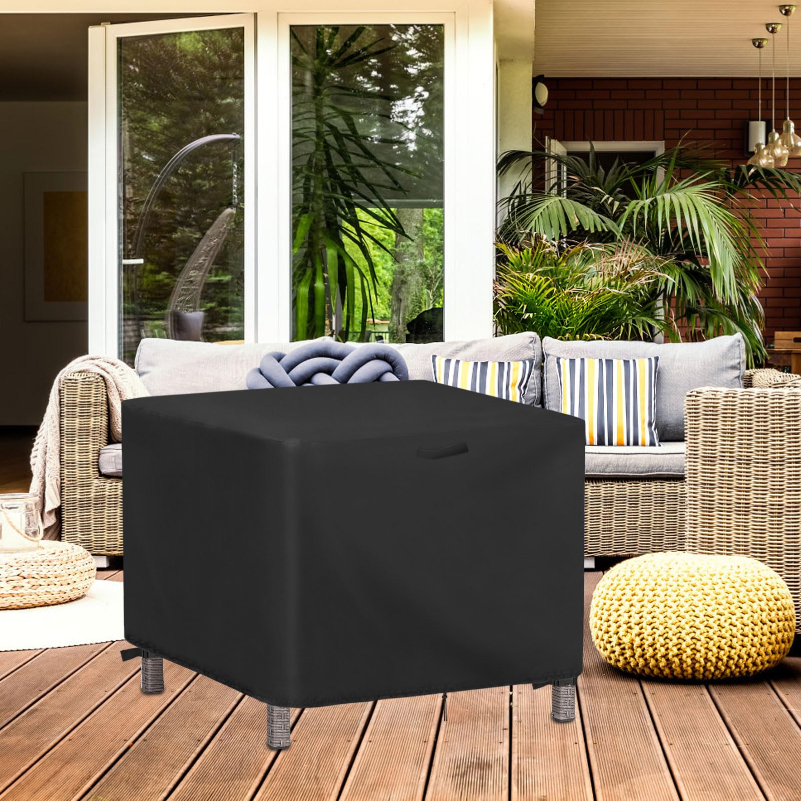 Waterproof 44x44x28 Inch Heavy Duty Outdoor Square Table Cover - UV Resistant Patio Dining & Coffee Table Protector for All Weather Use - Perfect for Backyard, Garden, and Deck Furniture Protection