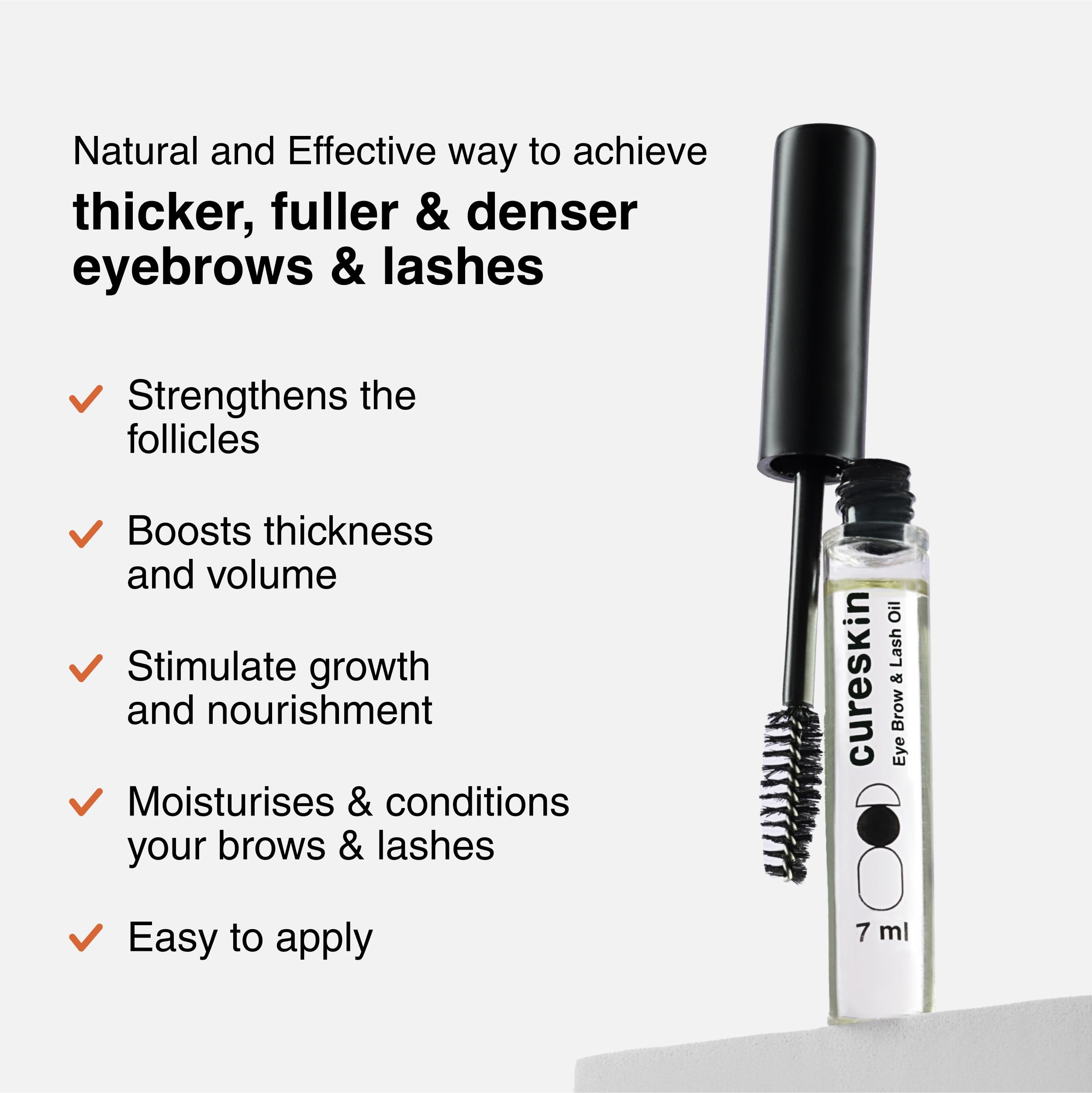 Cureskin Eyelash & Eyebrow Growth Serum - Natural Lash Oil for Thicker, Longer Lashes & Brows | Nourishing & Strengthening Formula | 7ml (2 Pack) | Perfect for Daily Lash Care & Enhancing Natural Beauty