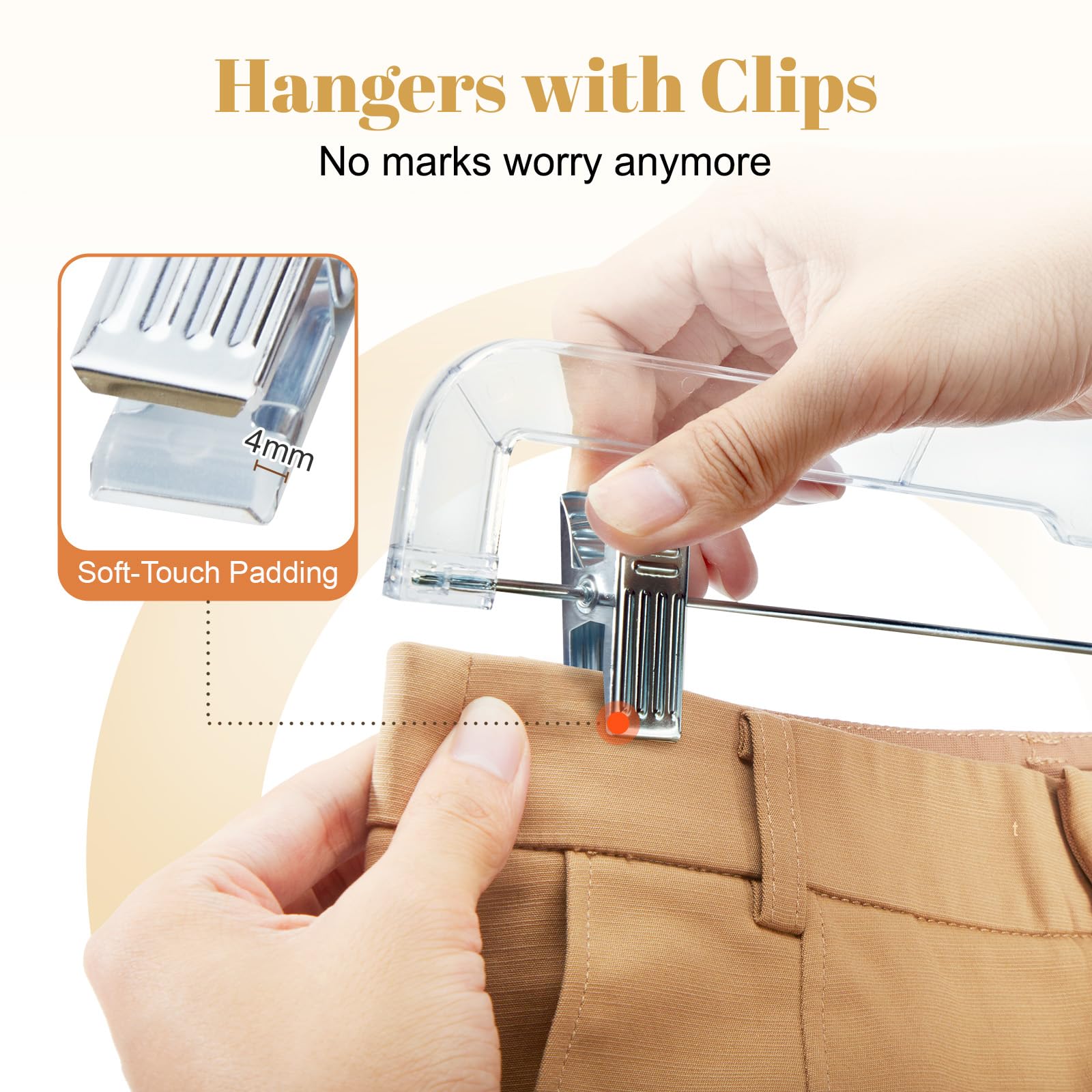 100 Pack Clear Plastic Skirt Hangers with 2 Adjustable Non-Slip Clips - Perfect for Pants, Skirts, Shorts - Ideal for Closet Organization & Retail Display