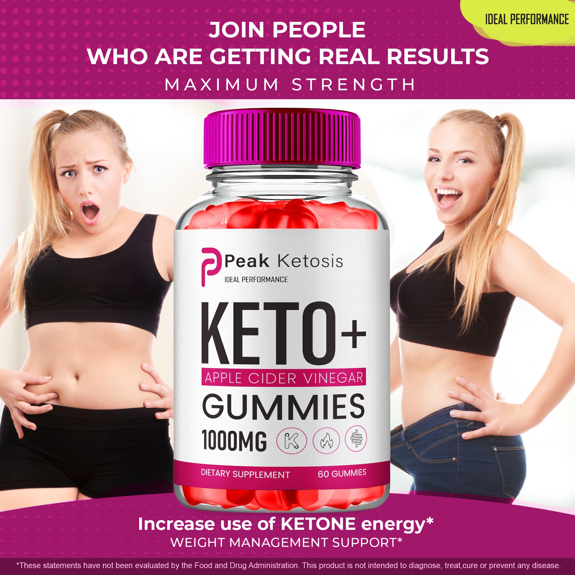 Peak Ketosis Keto Gummies 1000MG - Maximum Strength Apple Cider Vinegar ACV Supplement for Weight Loss & Ketosis Support - All Natural Formula (2 Pack) - Perfect for Keto Diet & Low Carb Lifestyle