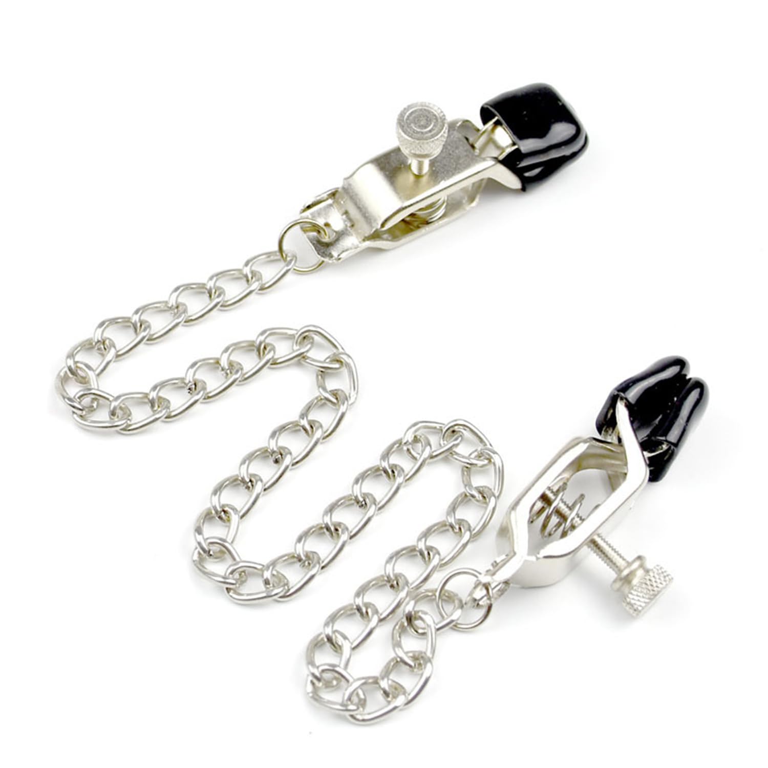 Adjustable Non-Piercing Nipple Chains with Necklace - Silver Metal Body Jewelry for Women, Weighted Pendant & Pressure Clips | Perfect for Festivals, Parties, and Sensual Wear
