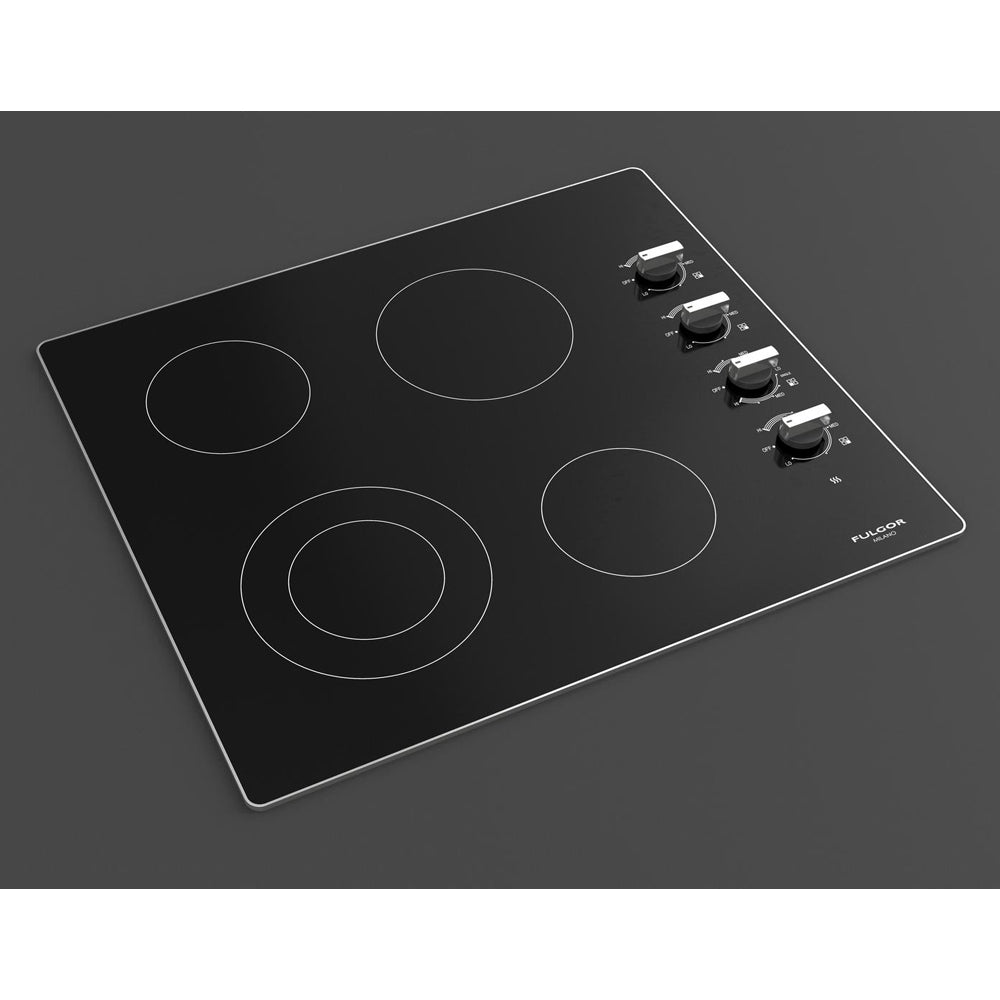 Fulgor Milano 24-inch 300 Series 4-Burner Electric Cooktop with Glass Ceramic Surface - Stainless Steel (F3RK24S2) | Perfect for Modern Kitchens & Professional Cooking