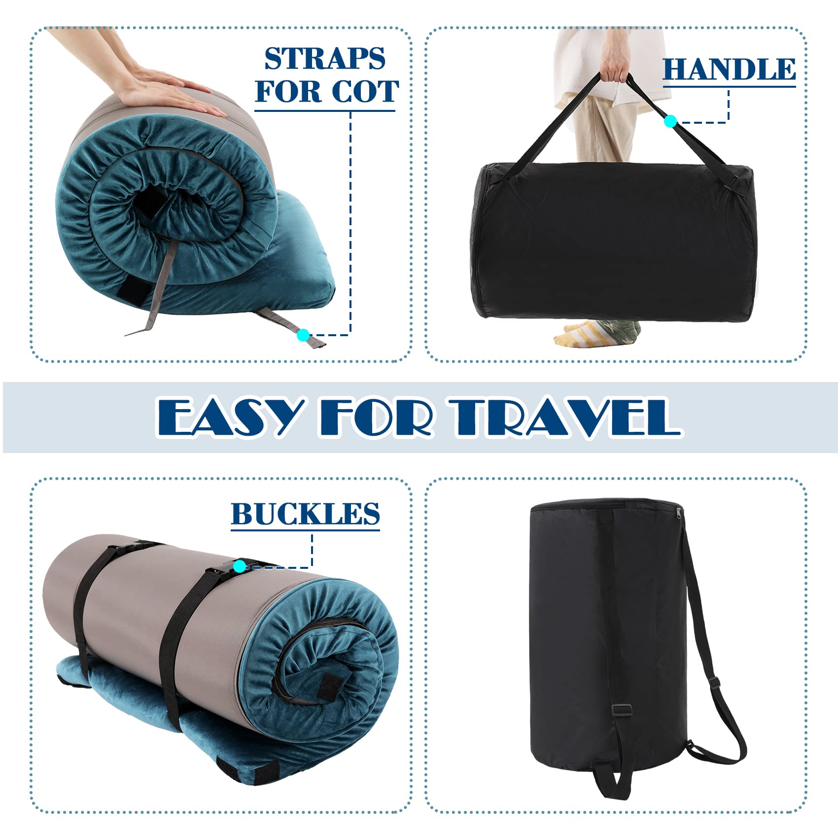 Best Foam Camping Mattress - Portable Roll-Up Sleeping Pad for Adults & Kids - Lightweight Camping Mat for Cot, Tent, RV, Car & Outdoor Adventures - Includes Travel Storage Cover