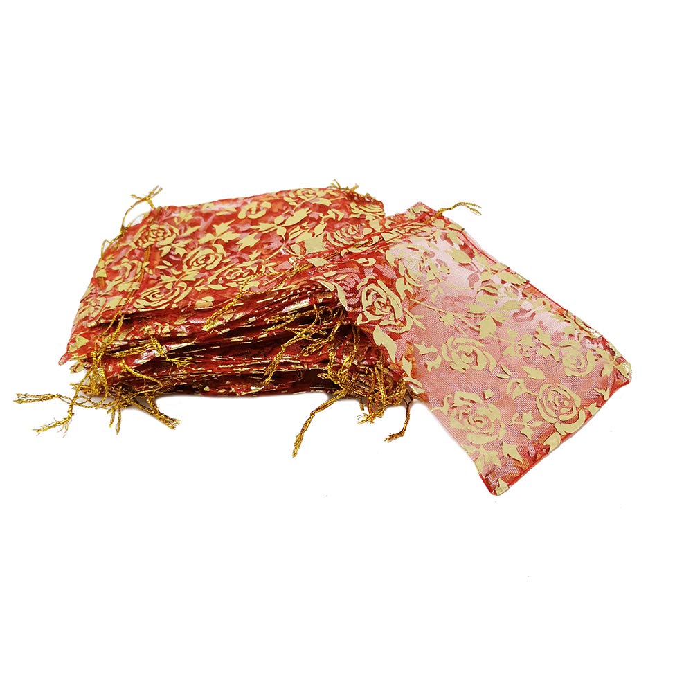 50 Pack Sheer Coral Organza Gift Bags - Elegant Jewelry Pouches for Wedding Favors, Party Decorations & Bridal Shower Gifts - Perfect for Jewelry Storage, Party Favors & Special Occasions