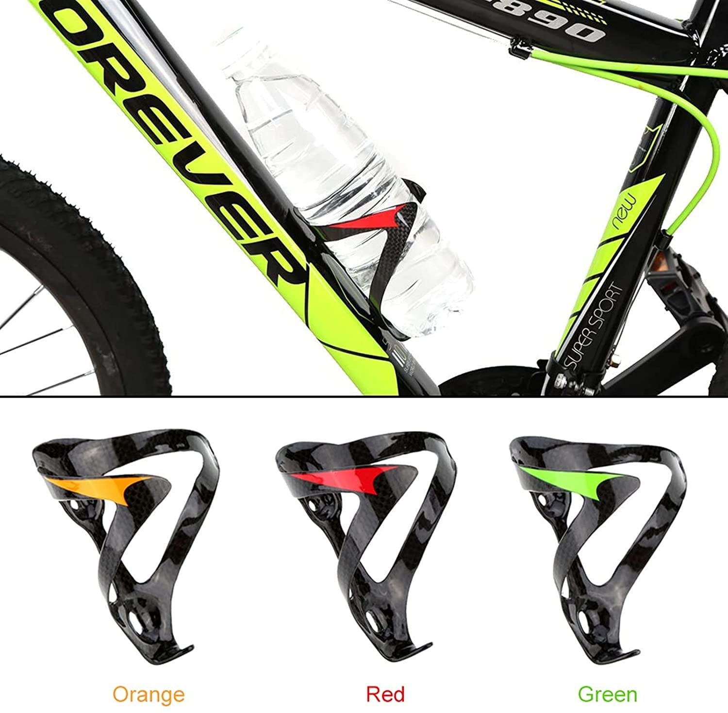 Ultralight Full Carbon Fiber Bike Water Bottle Cage Holder - 2pcs Set, Super Lightweight & Durable for Road & Mountain Bicycles - Perfect for Cycling, Commuting & Outdoor Adventures (Glossy Finish, Color A)