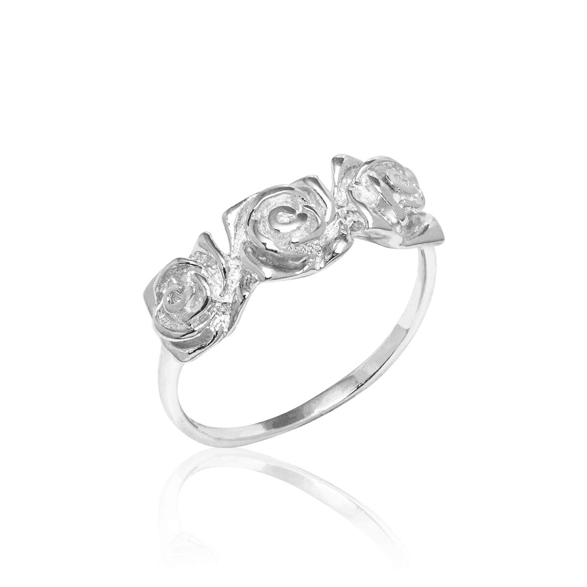 Sterling Silver Triple Rose Ring for Women - Hawaiian Inspired Jewelry by Honolulu Jewelry Company - Perfect for Weddings, Anniversaries & Special Occasions