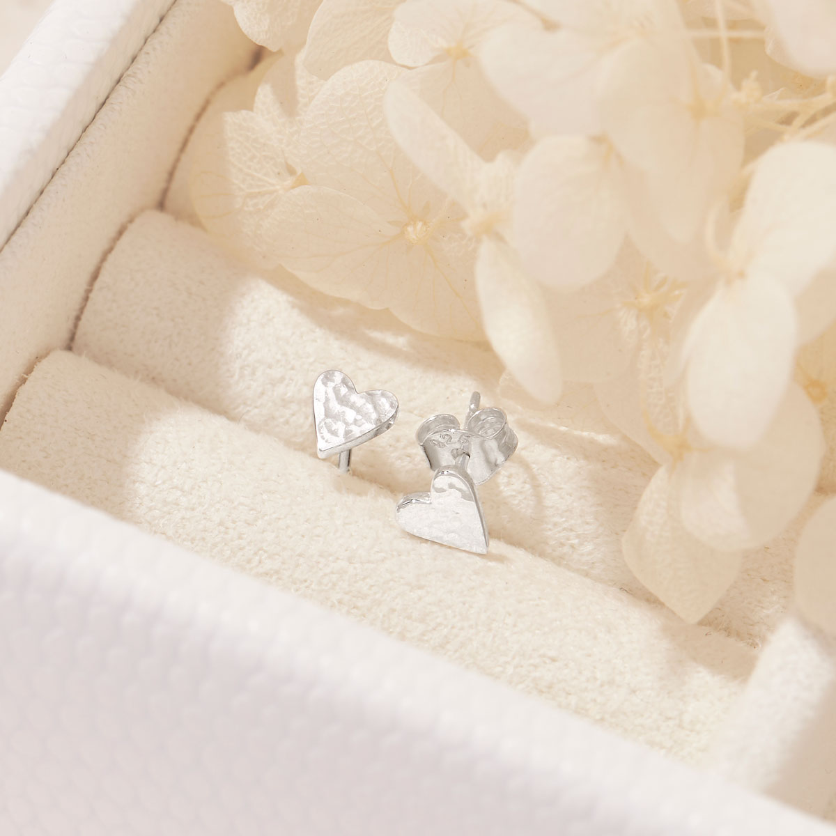 Aphrodite Heart Stud Earrings - Sterling Silver Dainty Heart Studs for Women - Perfect for Valentine's Day, Anniversary & Everyday Wear