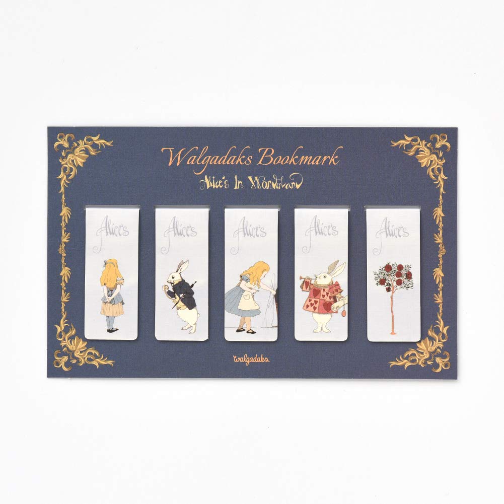 Monolike Magnetic Bookmarks - Alice in Wonderland Theme Set of 5 - Perfect for Book Lovers, Students & Office Use