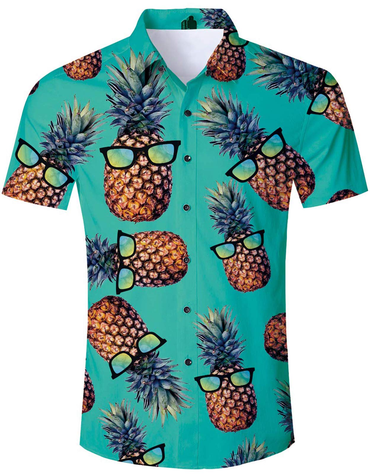 Raisevern Slim Fit Men's Short Sleeve Button Down Shirt - Hawaiian Aloha Beach Shirt for Summer, Casual Wear & Holiday Vacations - Perfect for Beach Parties, Tropical Getaways & Office Casual Fridays