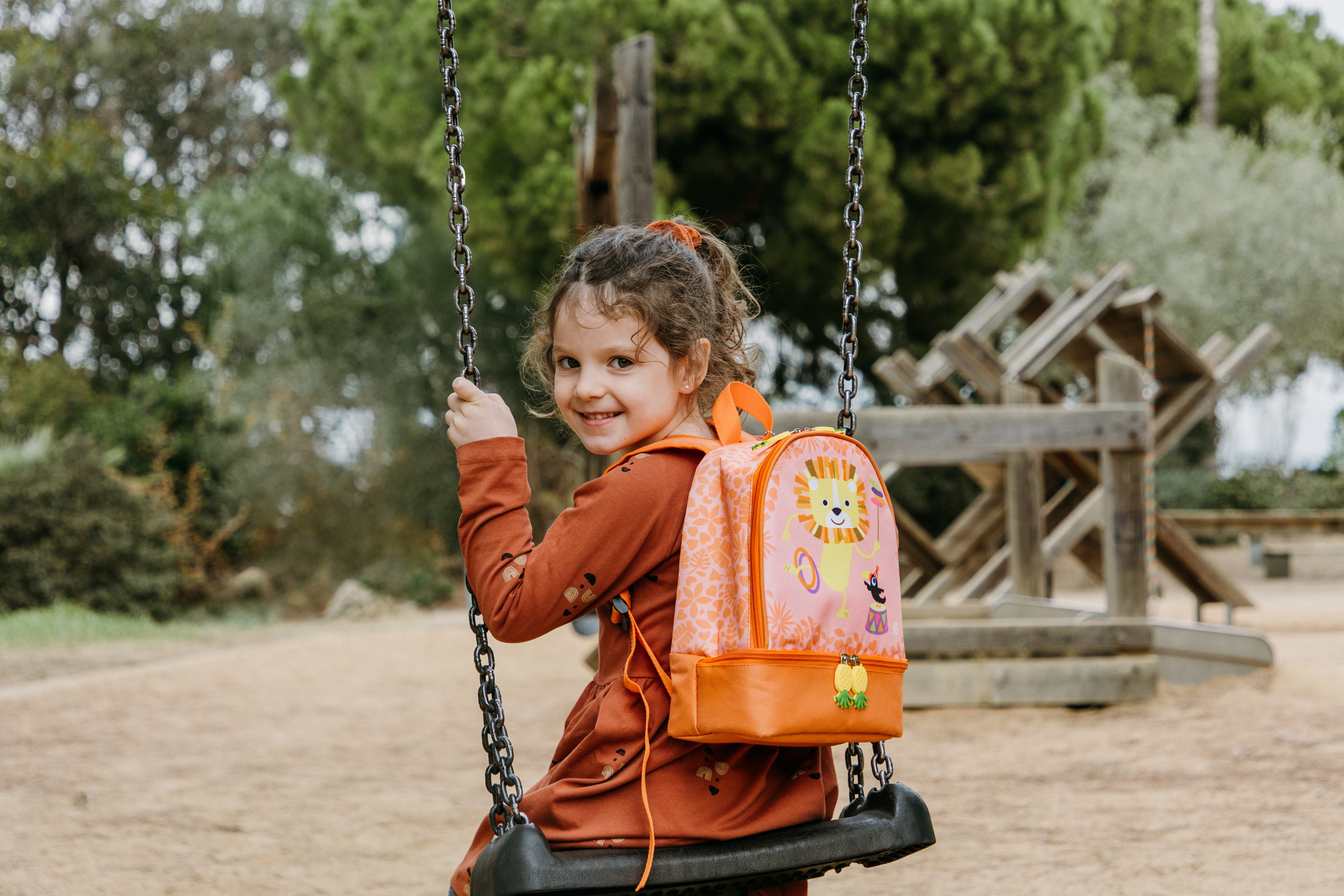 Funny Jungle Apricot 2-in-1 Backpack & Snack Pouch - Perfect for School, Travel, and Outdoor Adventures