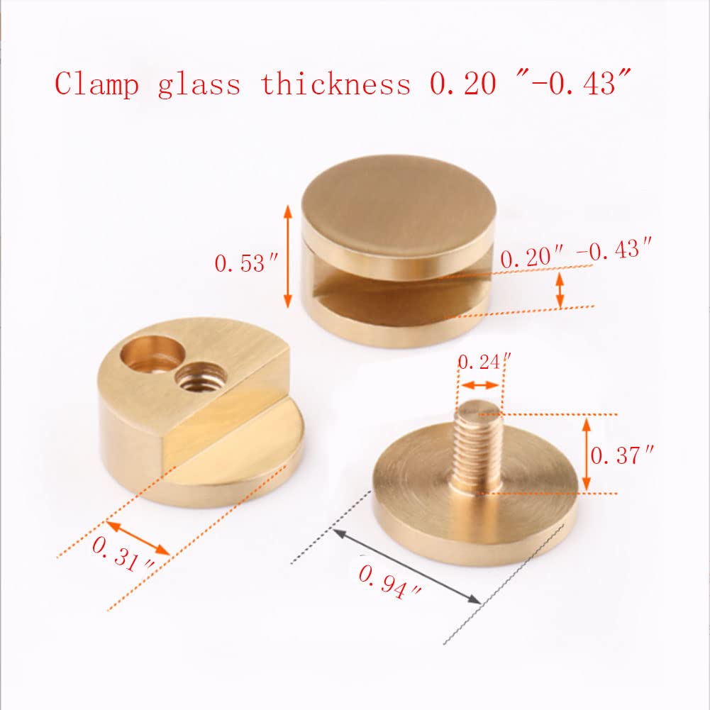 Jinyatu Mirror Clips - 4 Pack Gold Wall Mounted Mirror Brackets for Bathroom & Vanity - Heavy Duty Glass Mirror Holder Clips for Secure Mounting - Perfect for Home, Salon, and Gym Mirrors