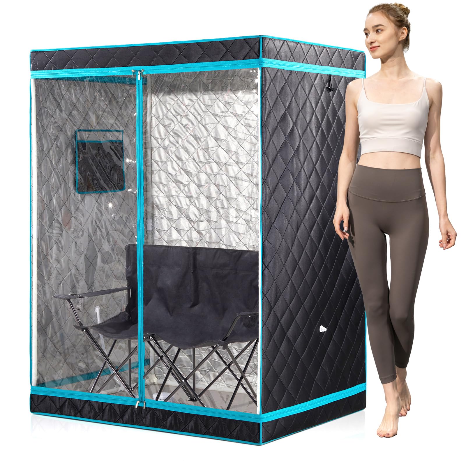Portable 2 Person Full Size Sauna Tent for Home - Foldable Lightweight Steam Sauna for Relaxation & Detox (Steamer Not Included) - Perfect for Couples Spa Night, Home Wellness Retreat & Stress Relief