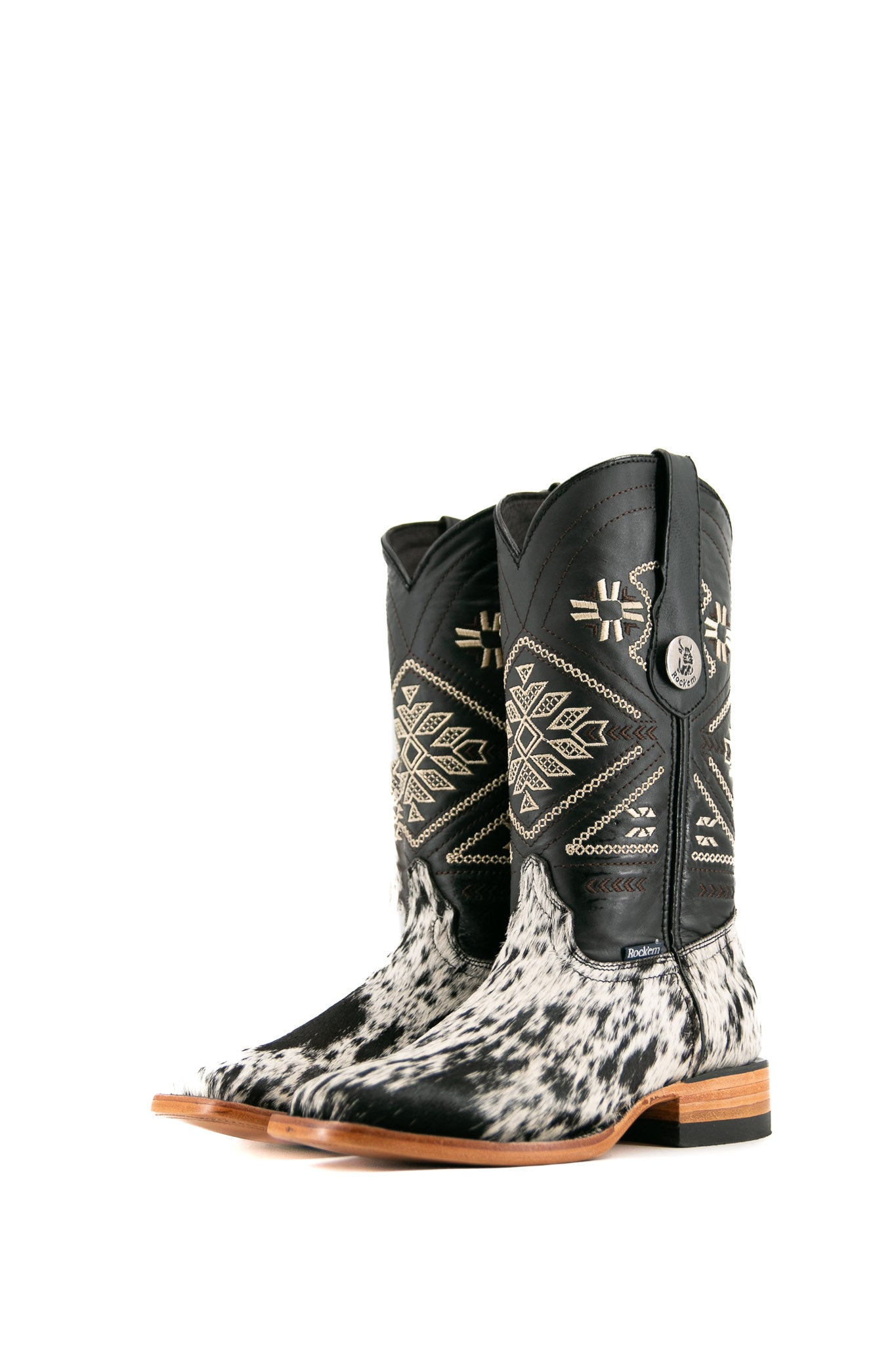 Women's Square Toe Cowhide Cowgirl Boots - Size 5.5 Western Ankle Boots for Country Dancing & Rodeo | JW87 Box | Perfect for Line Dancing, Concerts & Casual Wear