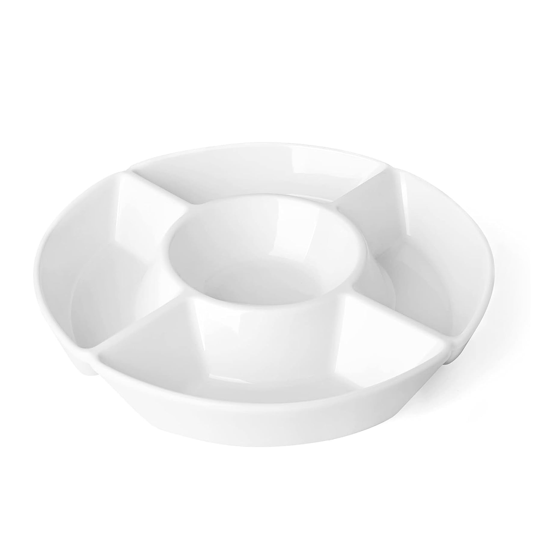 Sweese Porcelain Chip & Dip Serving Set - Divided Relish Tray for Chips, Dips, Veggies, Candy & Snacks - Elegant White Serving Platter - Perfect for Parties, Game Nights & Entertaining