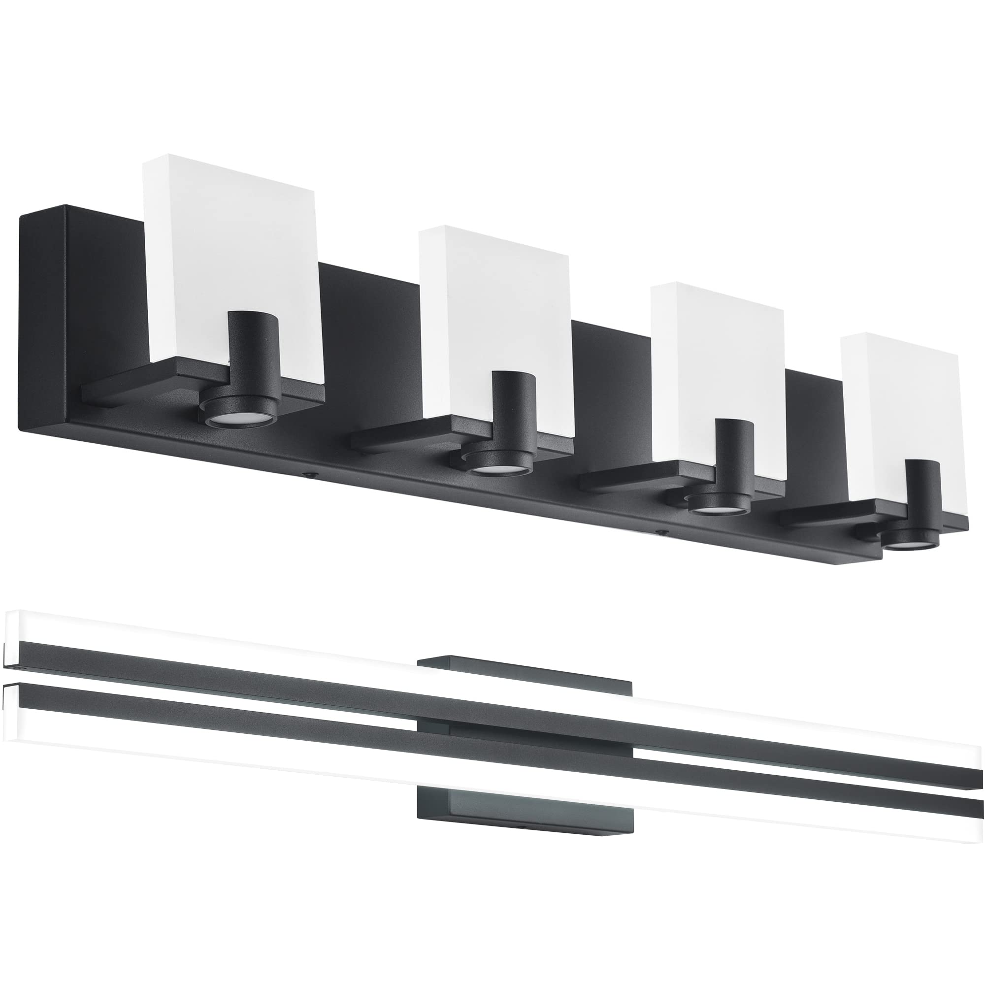 Dimmable Black LED Vanity Light - 40 Inch 4-Light for Bathroom Mirror