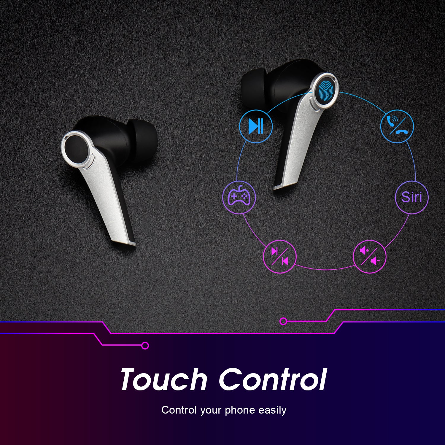 Refurbished August EPG500 Bluetooth Gaming Earphones with Dual Microphone & USB-C Charging Case - Wireless Headset for PC, Mobile Gaming & Work Calls