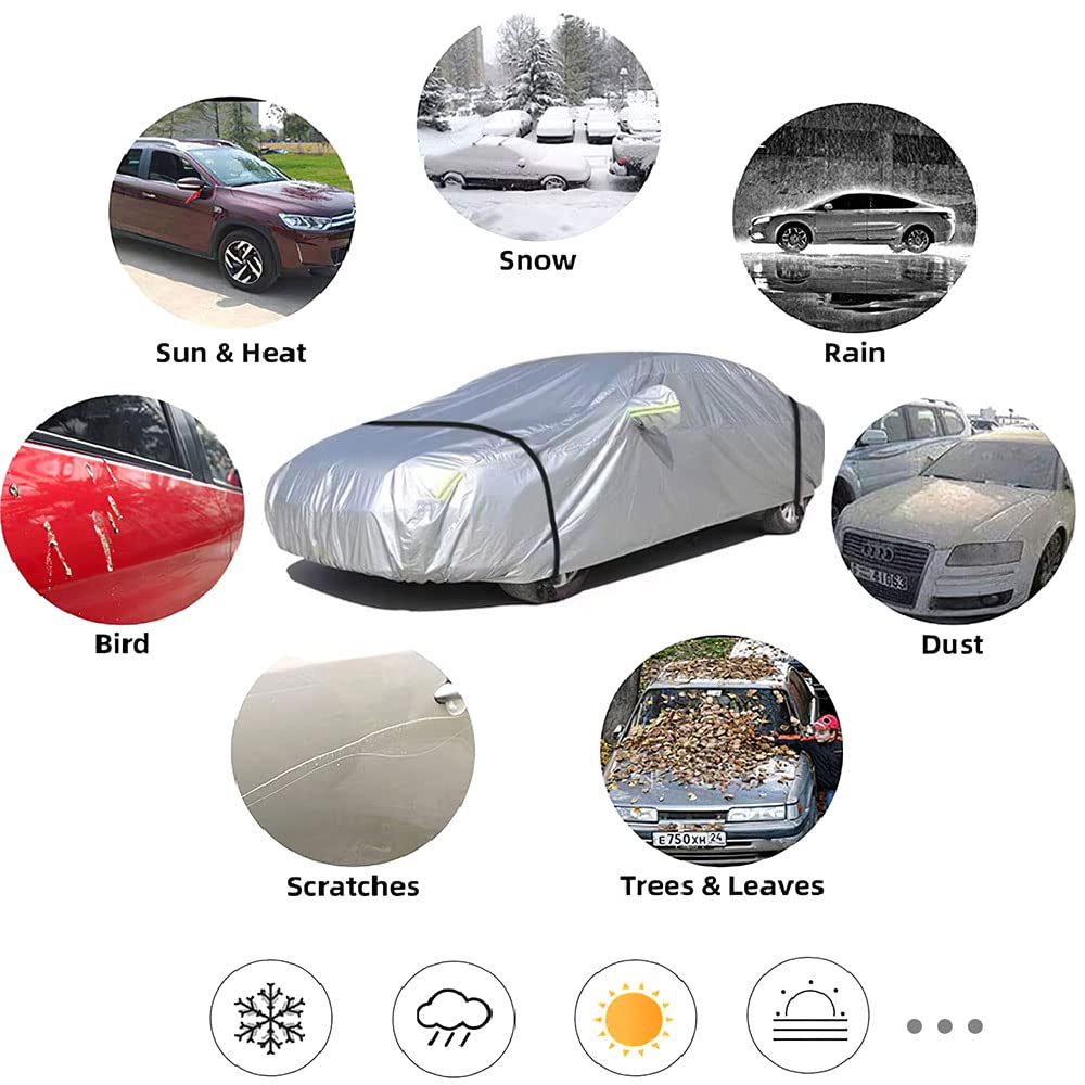 2023 Acura Integra Car Cover - Waterproof 190T High-Density Fabric for Indoor & Outdoor Use - Full Exterior Protection with Sunscreen (Sedan, Silver) | Perfect for Garage Storage, Winter Protection & Long-Term Vehicle Preservation