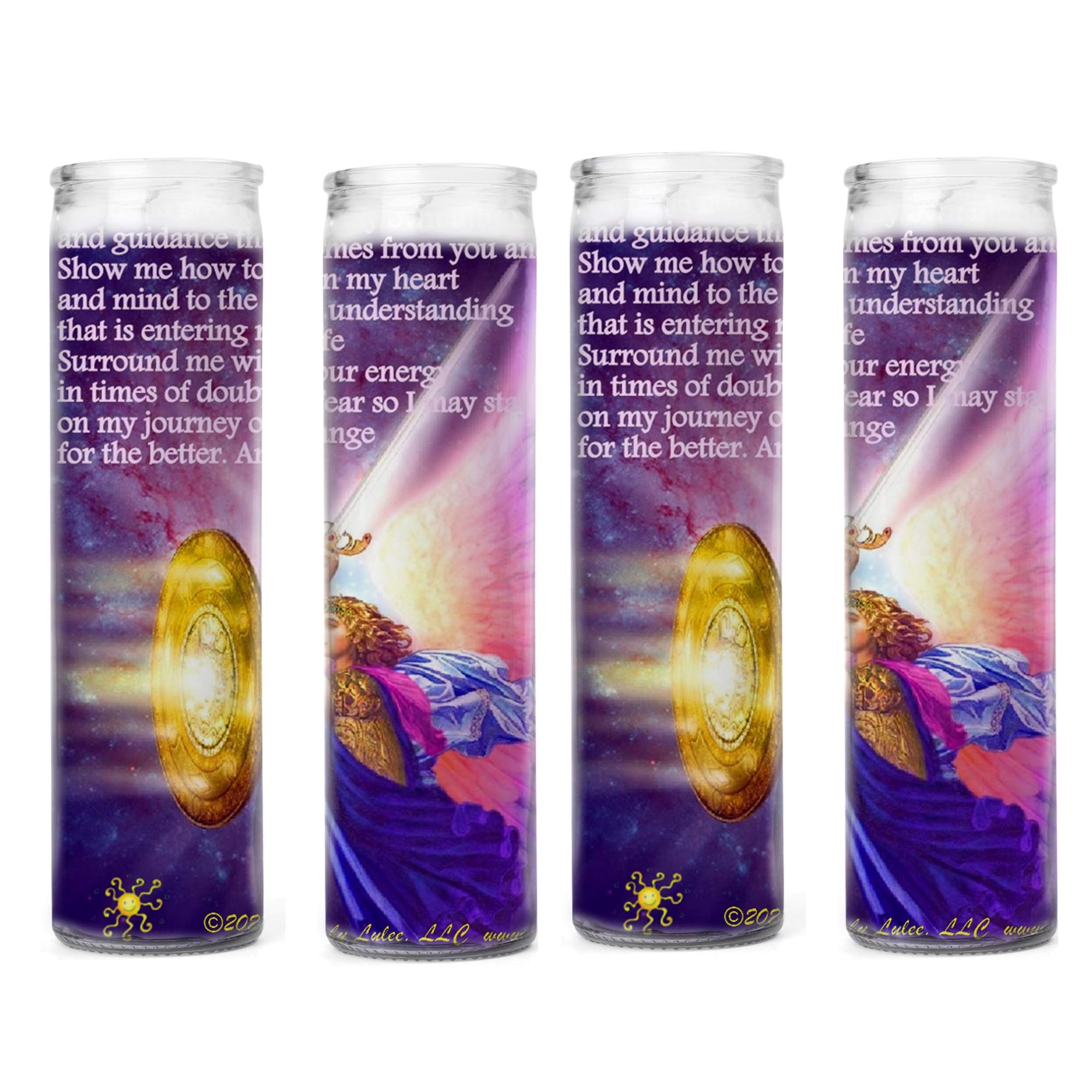 Archangel Jeremiel & Jerahmeel Glass Candles - Set of 4 for Forgiveness, Dreams & Divine Mercy - Perfect for Prayer Altars, Meditation Spaces & Spiritual Healing Rituals
