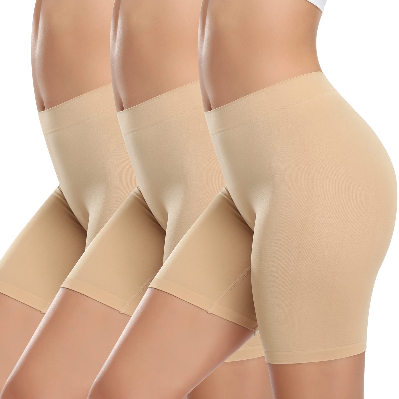 DERCA Women's Seamless Anti-Chafing Slip Shorts - Breathable Boyshort Underwear for Under Dresses & Skirts - Comfortable Safety Shorts for Everyday Wear, Workout, and Travel