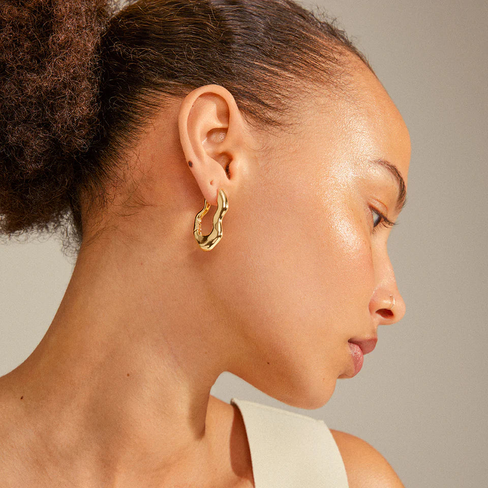 Pilgrim Silver & Gold Plated Wavy Earrings for Women - Trendy Boho Dangle Drop Earrings for Party, Wedding & Everyday Wear