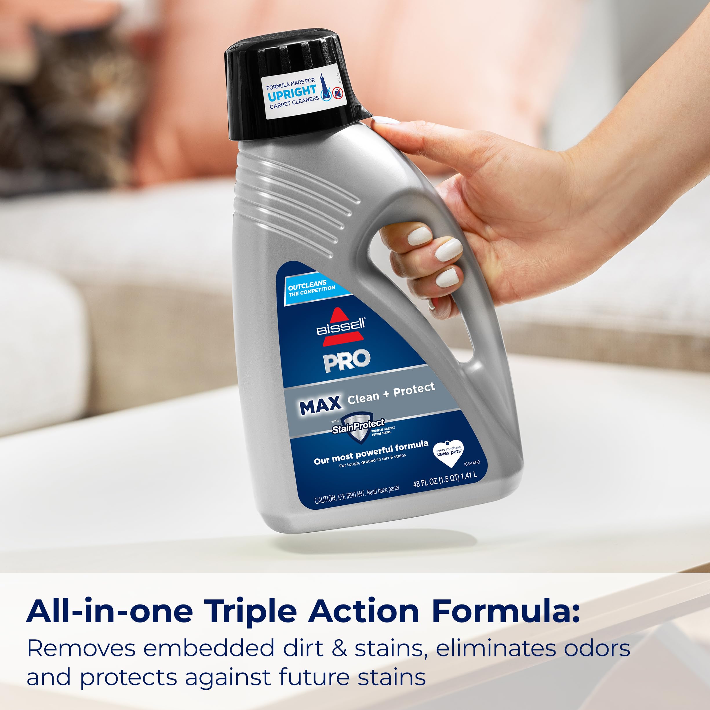 Bissell 78H63 Deep Clean Pro 4X Concentrated Carpet Shampoo - 48oz Silver Formula for Deep Cleaning & Stain Removal - Perfect for Home, Office & Pet Areas