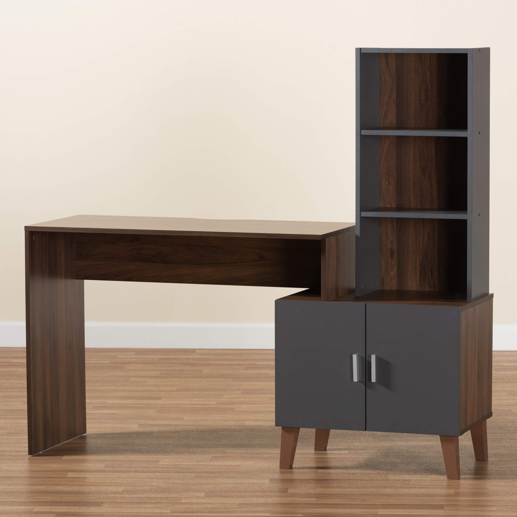 Baxton Studio Jaeger Desk Grey Walnut - Home Office Furniture