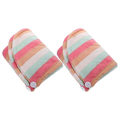 Beaupretty 2 Pack Super Absorbent Hair Towel Wrap - Quick Dry Microfiber Hair Turban for Women with Curly, Long & Thick Hair - Soft Coral Fleece Hair Drying Cap (Colorful) - Perfect for Post-Shower, Salon & Travel Use
