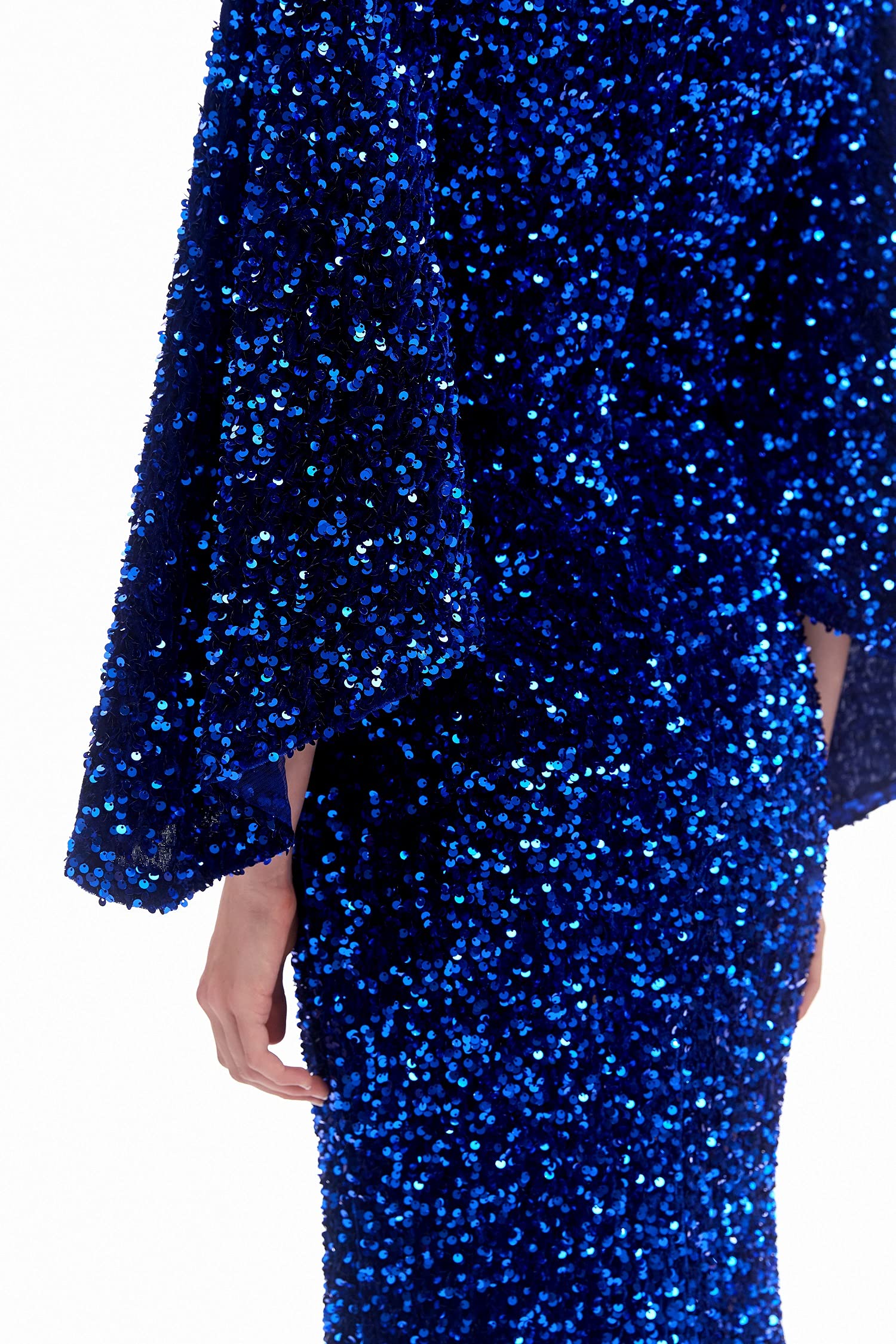 Engerla Sexy Long Sleeve Mermaid Party Dress - Black Sequins Lace Evening Gown Formal Maxi Dress for Prom, Wedding, Cocktail Party & Special Occasions
