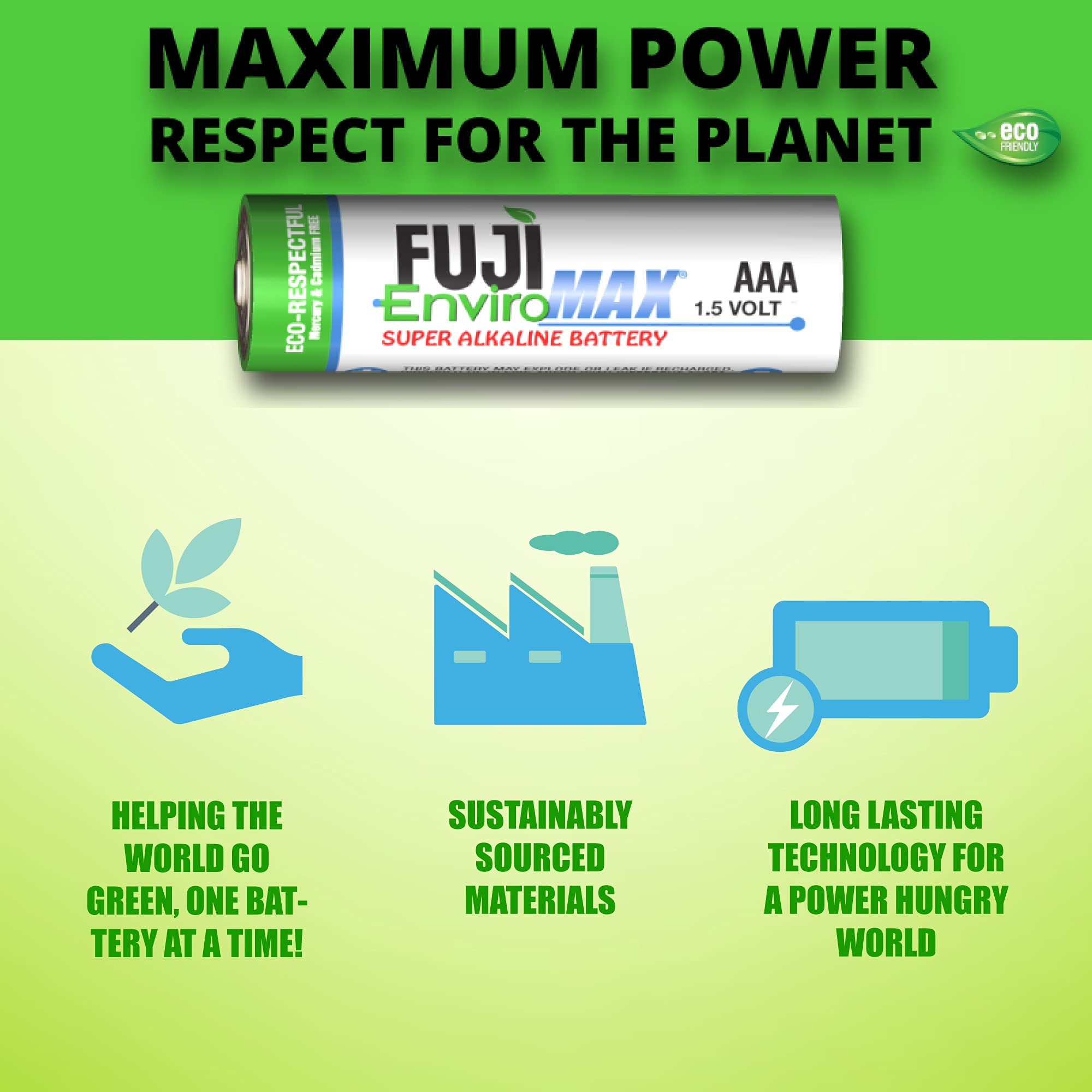 Fuji EnviroMax 4400BP24 AAA Super Alkaline Batteries (24 Pack) - Long Lasting Power for Toys, Remote Controls, Flashlights & Electronic Devices - White, Universal Size