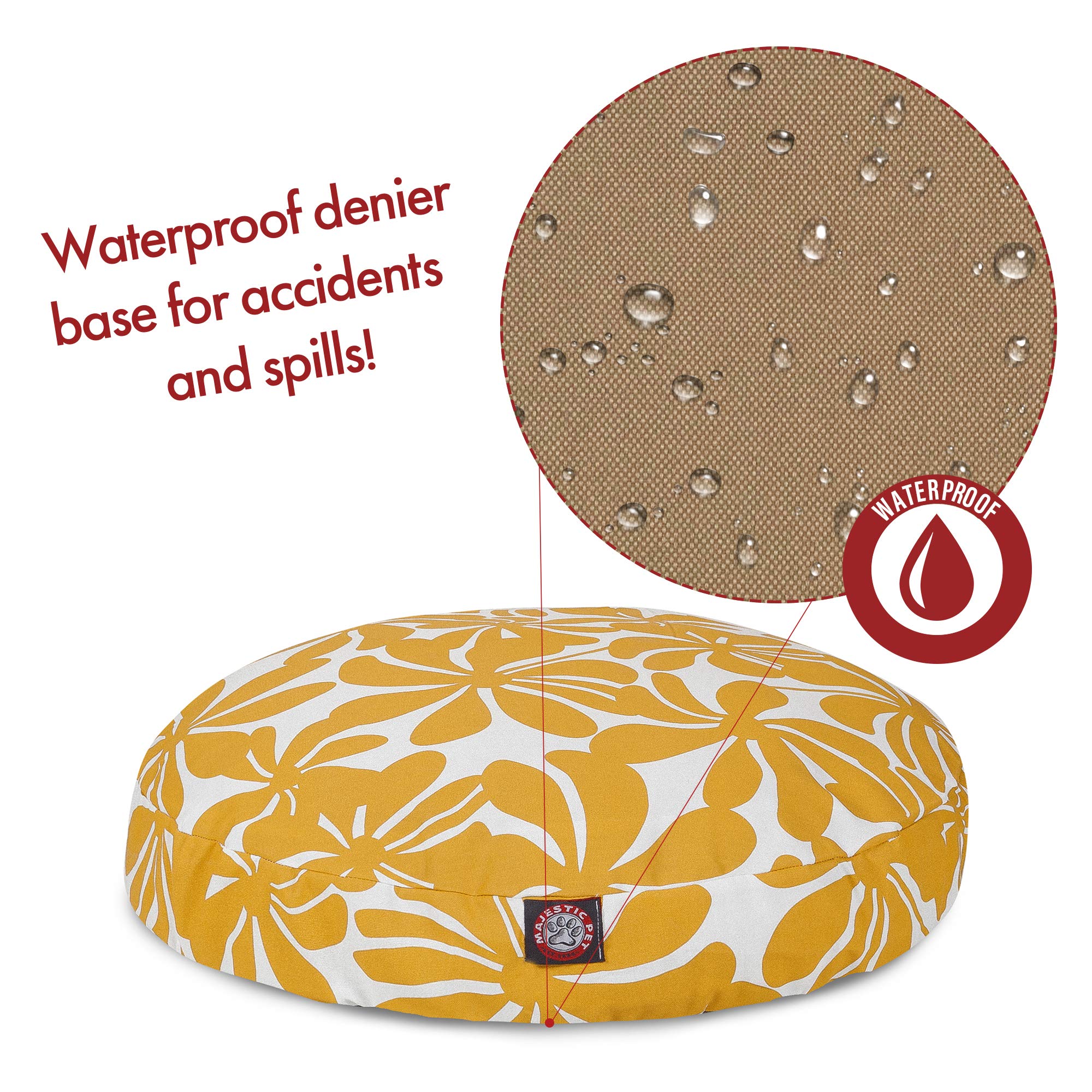 Majestic Pet Products Large Round Yellow Indoor/Outdoor Dog Bed - Removable & Washable Cover - Perfect for Living Room, Patio, or Kennel