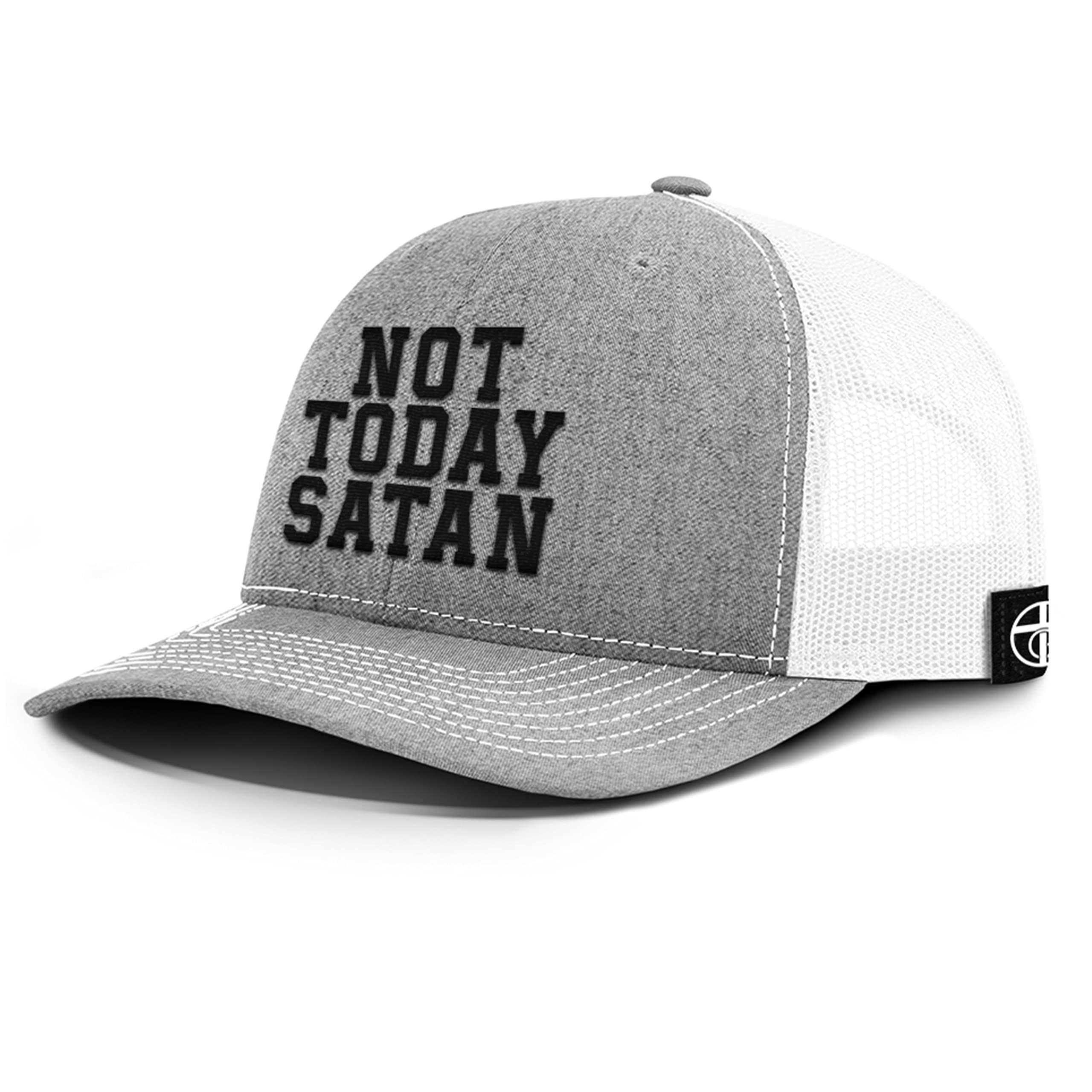 Not Today Satan Christian Trucker Hat - Adjustable Cotton Snapback Cap with Breathable Mesh Sides - Religious Trucker Hat for Men & Women - Perfect for Church, Outdoor Activities and Casual Wear