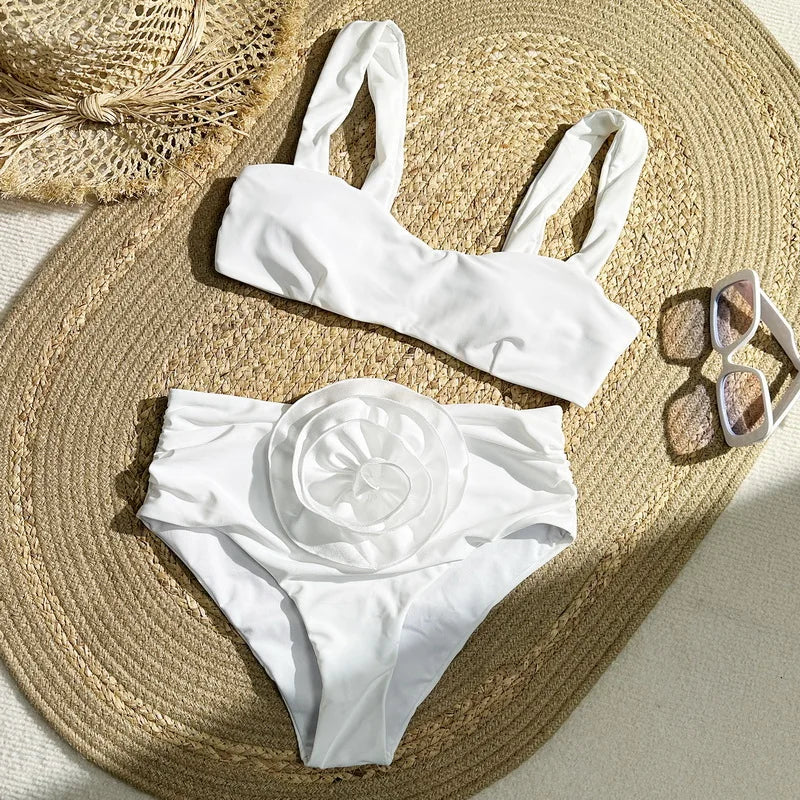 3D Floral Print High Waist Bikini Set - Sexy Brazilian Thong Swimwear for Women 2024 | Beach Vacation, Pool Party & Summer Swimwear