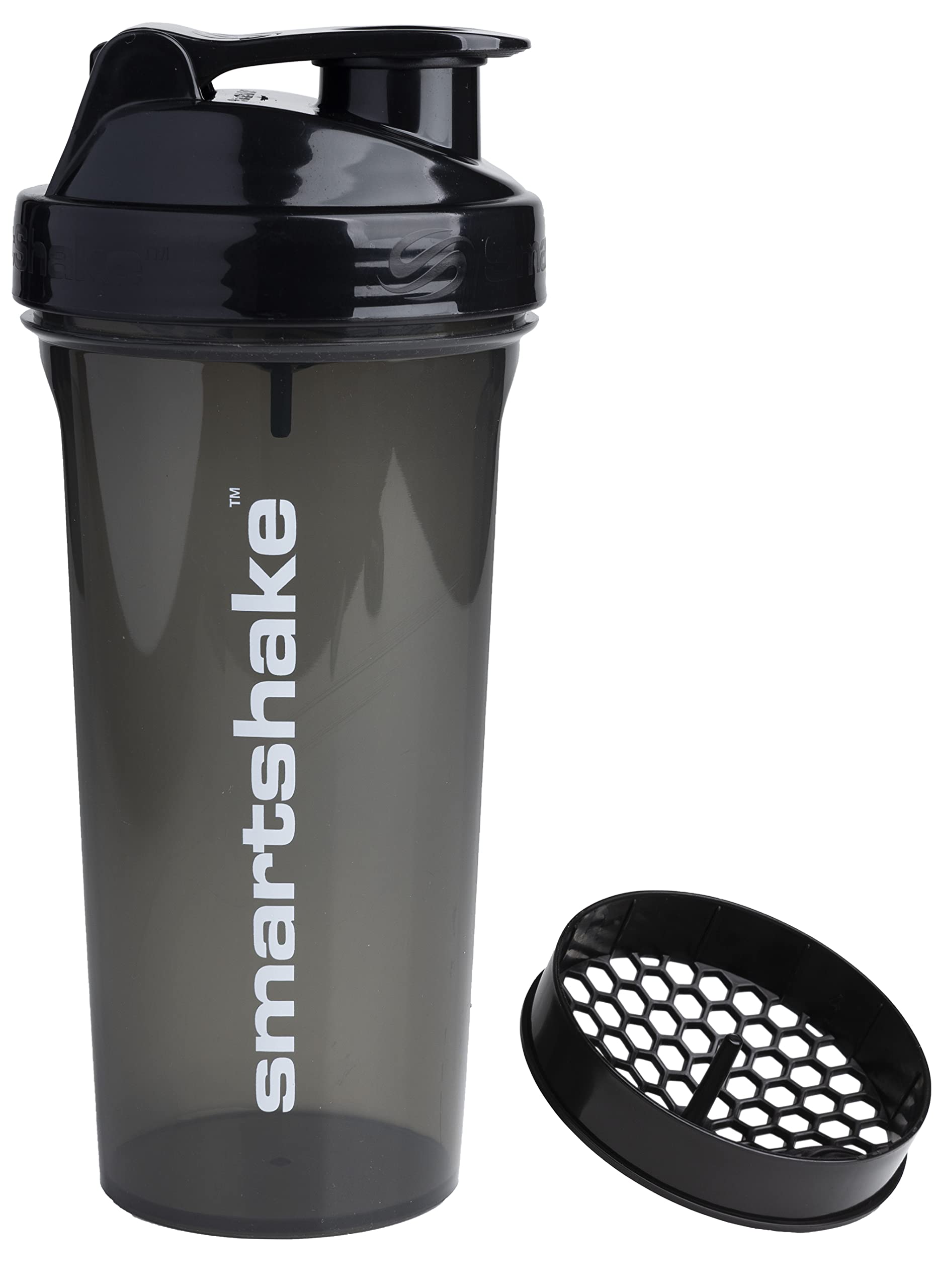 SmartShake Glossy Lite 800ml (27 oz) Leakproof Protein Shaker Bottle - BPA Free Gym Shaker for Protein Powder & Workout Drinks - Ideal for Bodybuilding, Fitness & Post-Workout Recovery - Black