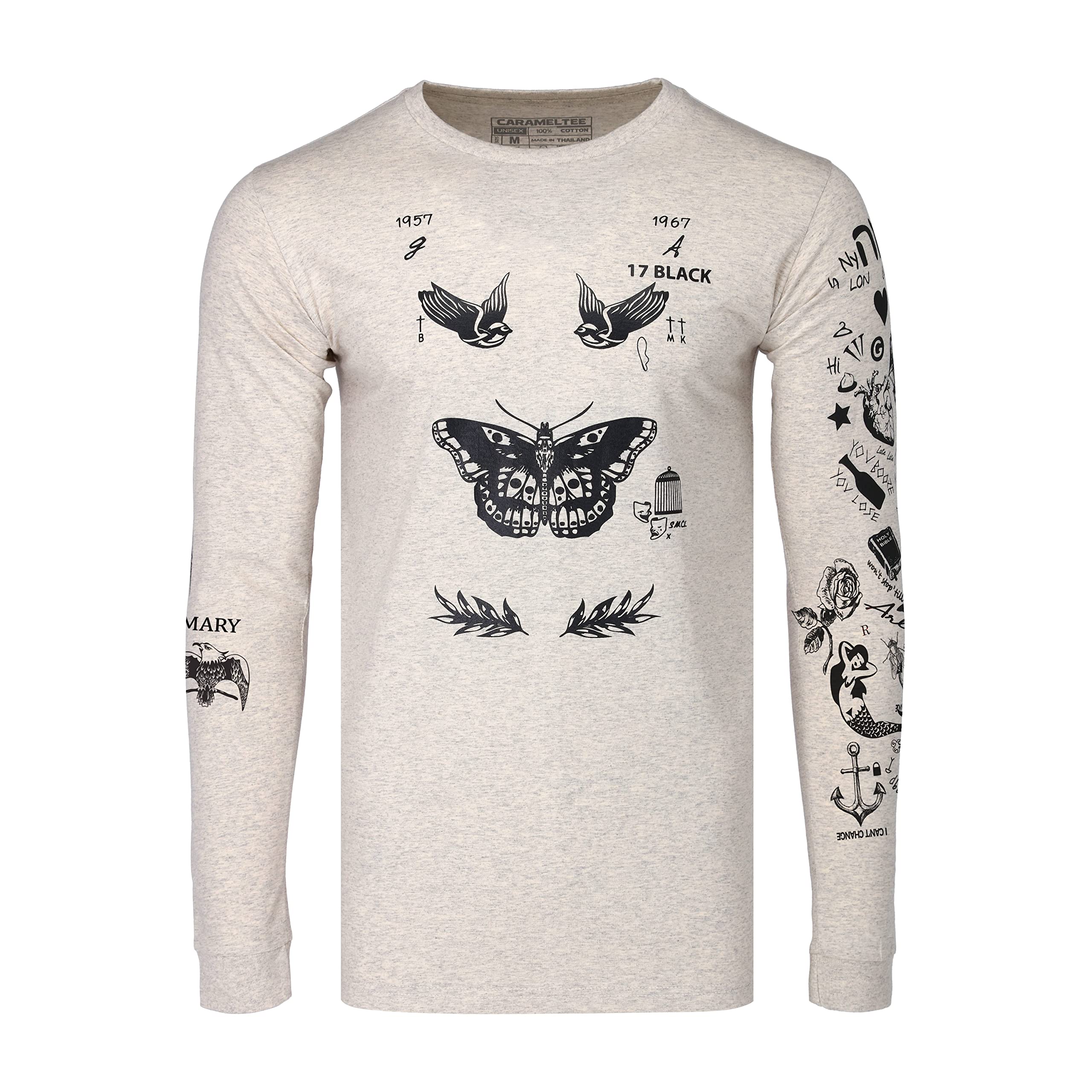 Noonew Women's Harry Tattoos Graphic Long Sleeve Crewneck T-Shirt - Casual Streetwear for Music Fans & Concert Outfits
