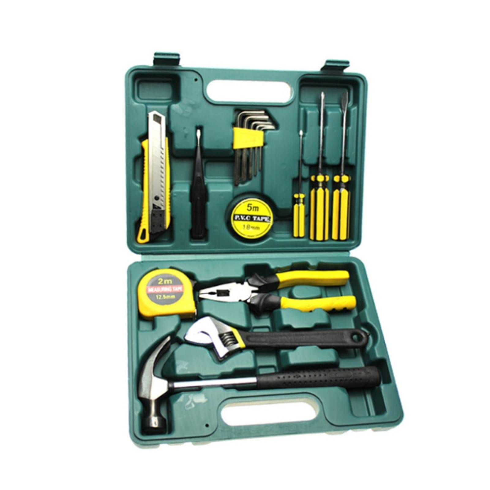 16-Piece Home & Auto Repair Tool Kit with Socket Wrench Set & Plastic Toolbox - Portable Hand Tools for Car Maintenance, DIY Projects, and Household Repairs